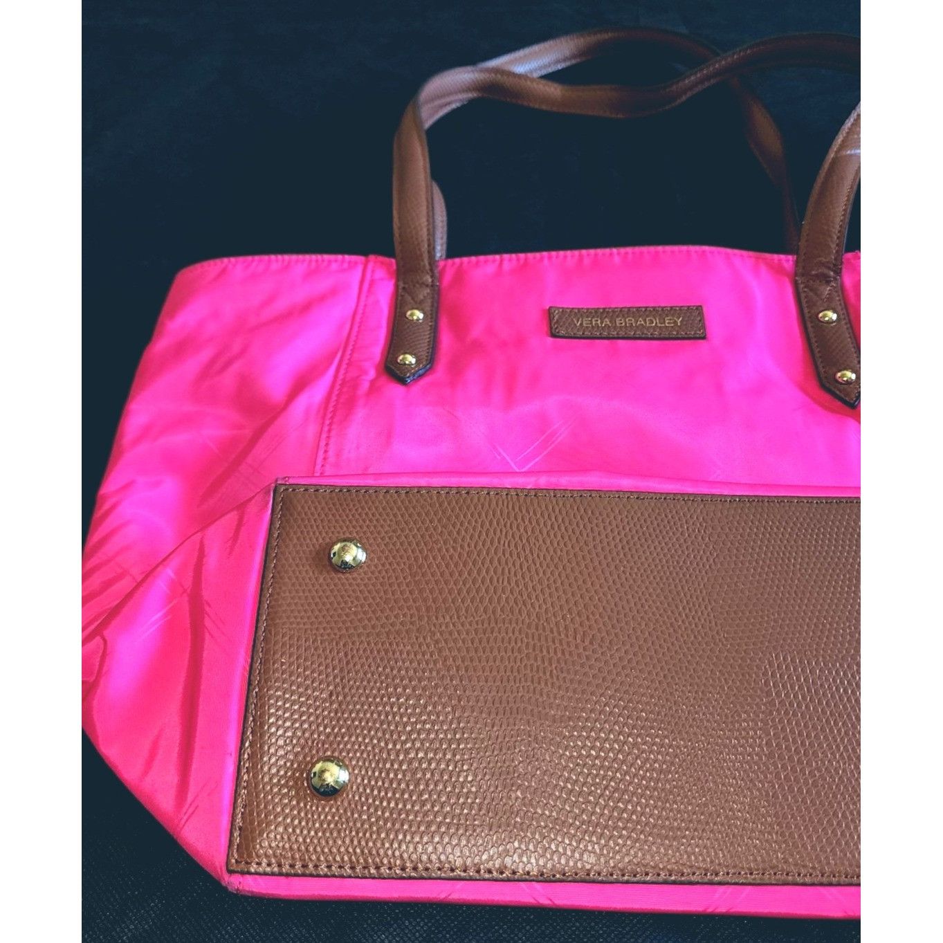 Vera Bradley Vera Bradley Pink & Brown Tote Bag With Faux Leather Accents Size ONE SIZE - 2 Thumbnail