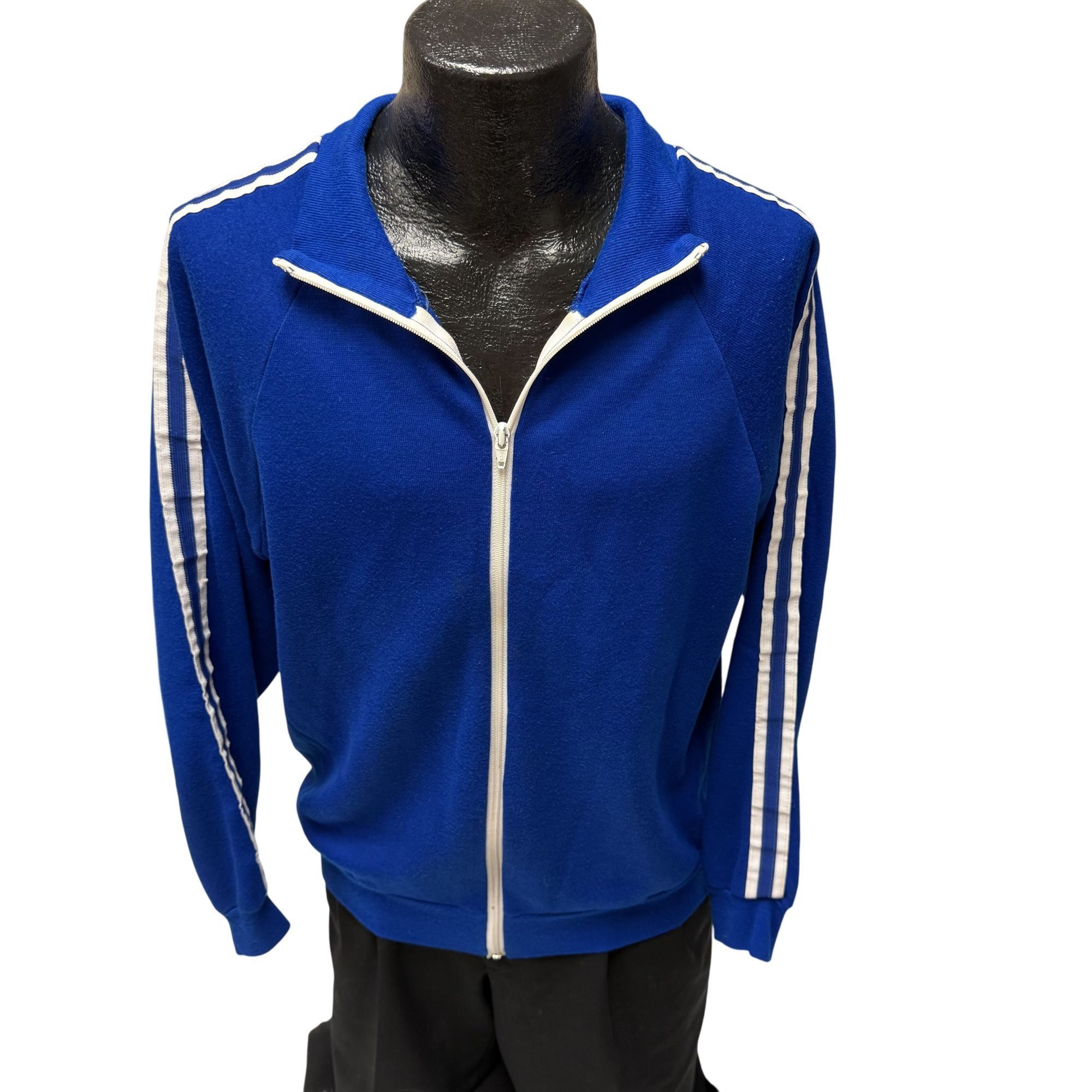 Other Vtg Royal Blue Acrylic White STRIPE Warm Up Running Jacket Size US M / EU 48-50 / 2 - 1 Thumbnail