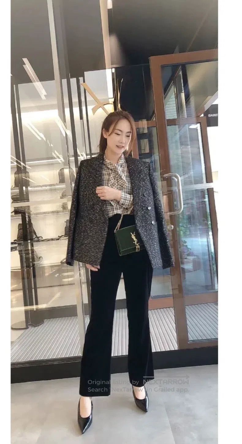 Saint Laurent Paris Saint Laurent Paris Ladies Velvet Trousers Pure Black Size 35" - 5 Thumbnail