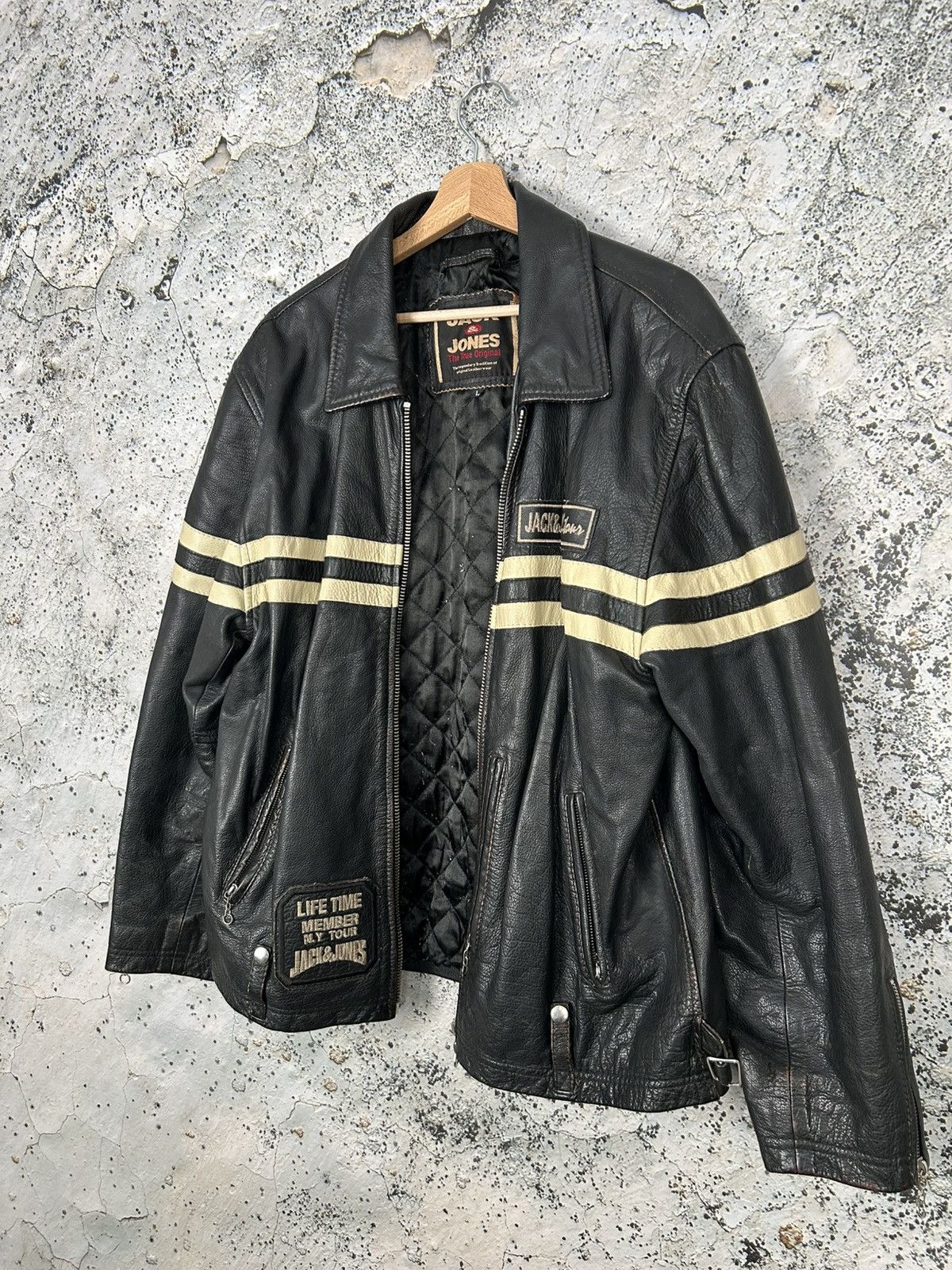 Genuine Leather Vintage Jack & Jones Leather Jacket Punk Grunge Rock Metal Size US L / EU 52-54 / 3 - 2 Thumbnail