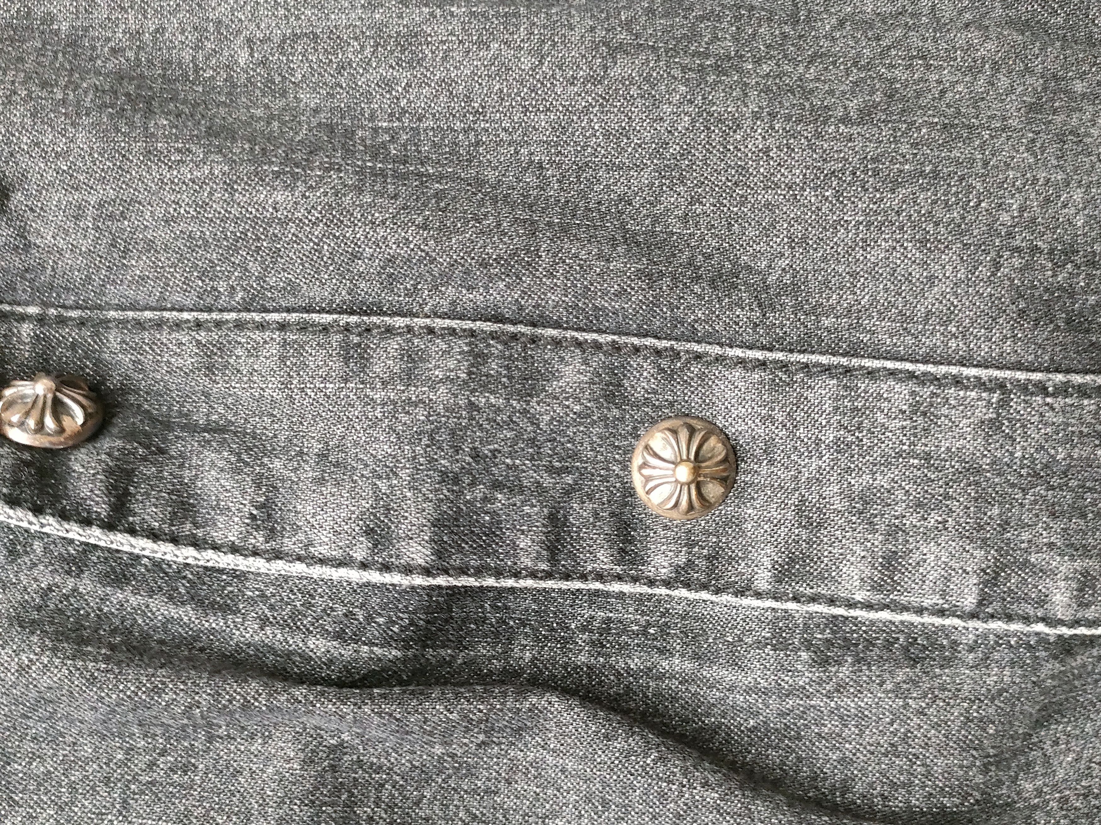 Chrome Hearts Chrome Hearts LOOSE END Cross Patch Washed Grey Denim Shirt Size US XXL / EU 58 / 5 - 4 Thumbnail