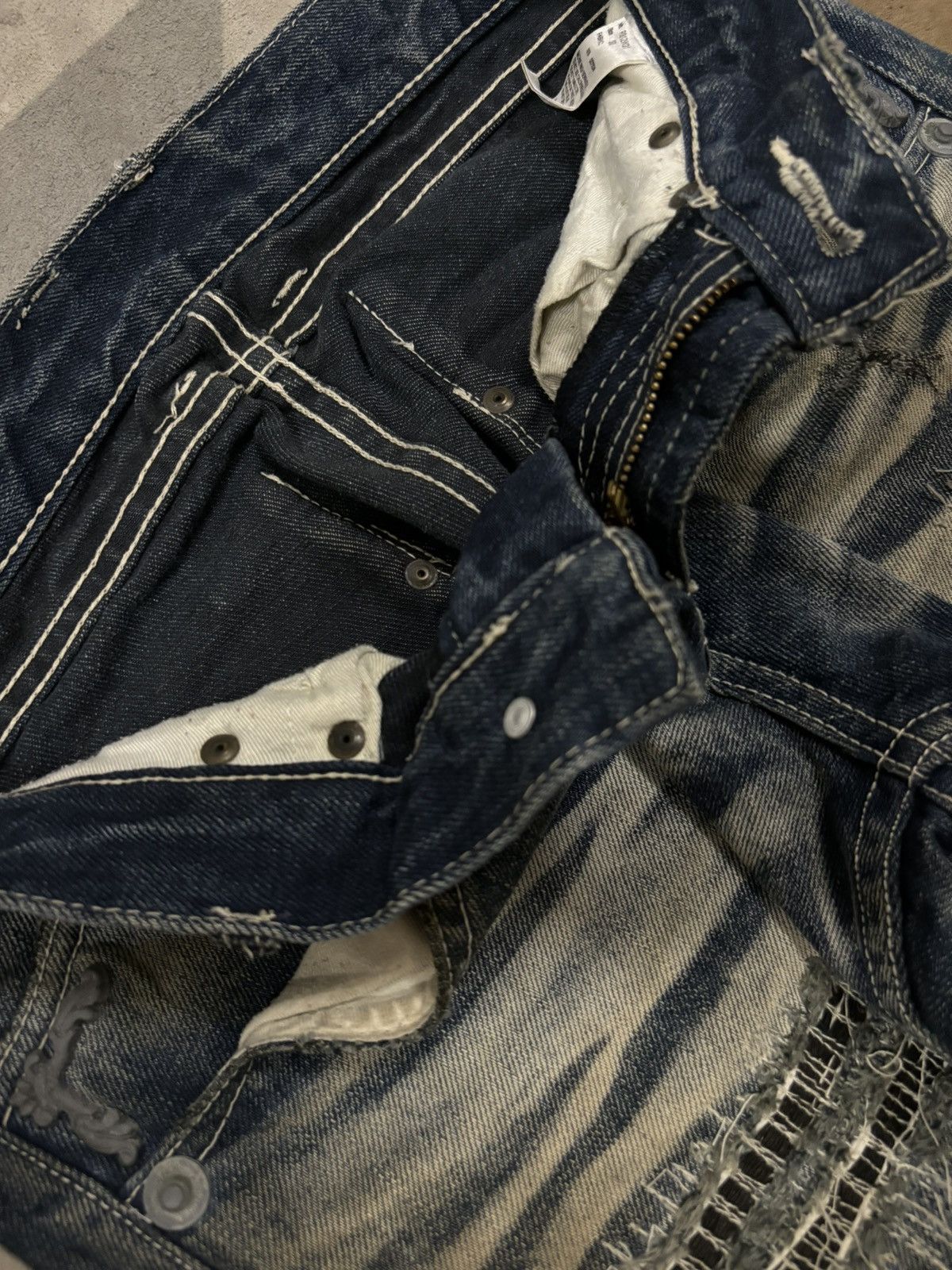 If Six Was Nine Vintage Army of NO! Patched Distressed Flare Grunge Jeans Size US 30 / EU 46 - 23 Thumbnail
