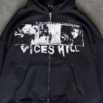 Vintage Black Zip-Up Hoodie Size US M / EU 48-50 / 2 - 2 Thumbnail