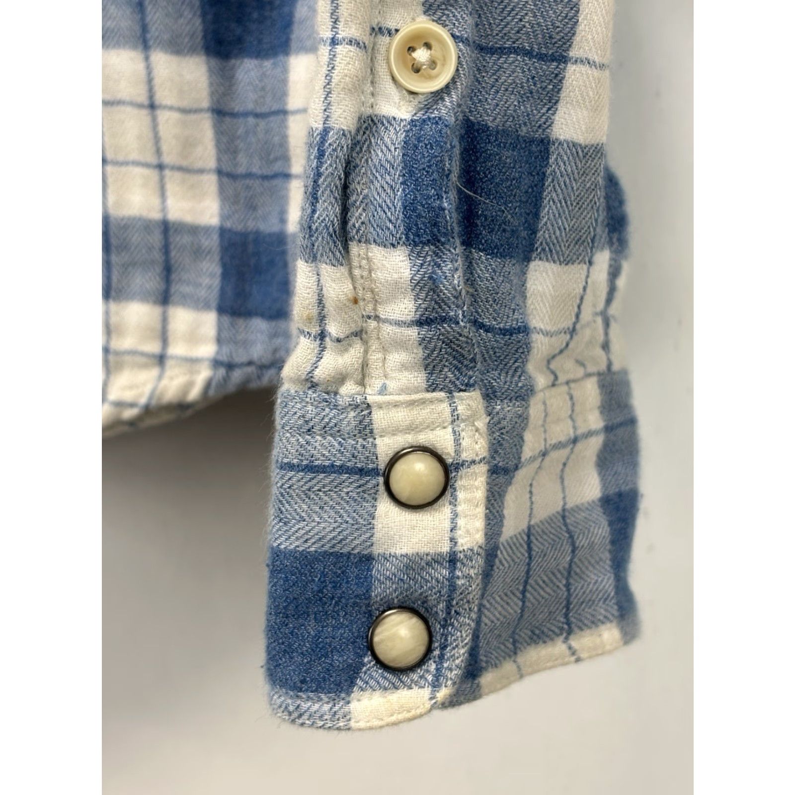 Lucky Brand Lucky Brand Men Western Style Pearl Snap Button Up Blue Plaid Shirt Gauze Large Size US L / EU 52-54 / 3 - 6 Thumbnail