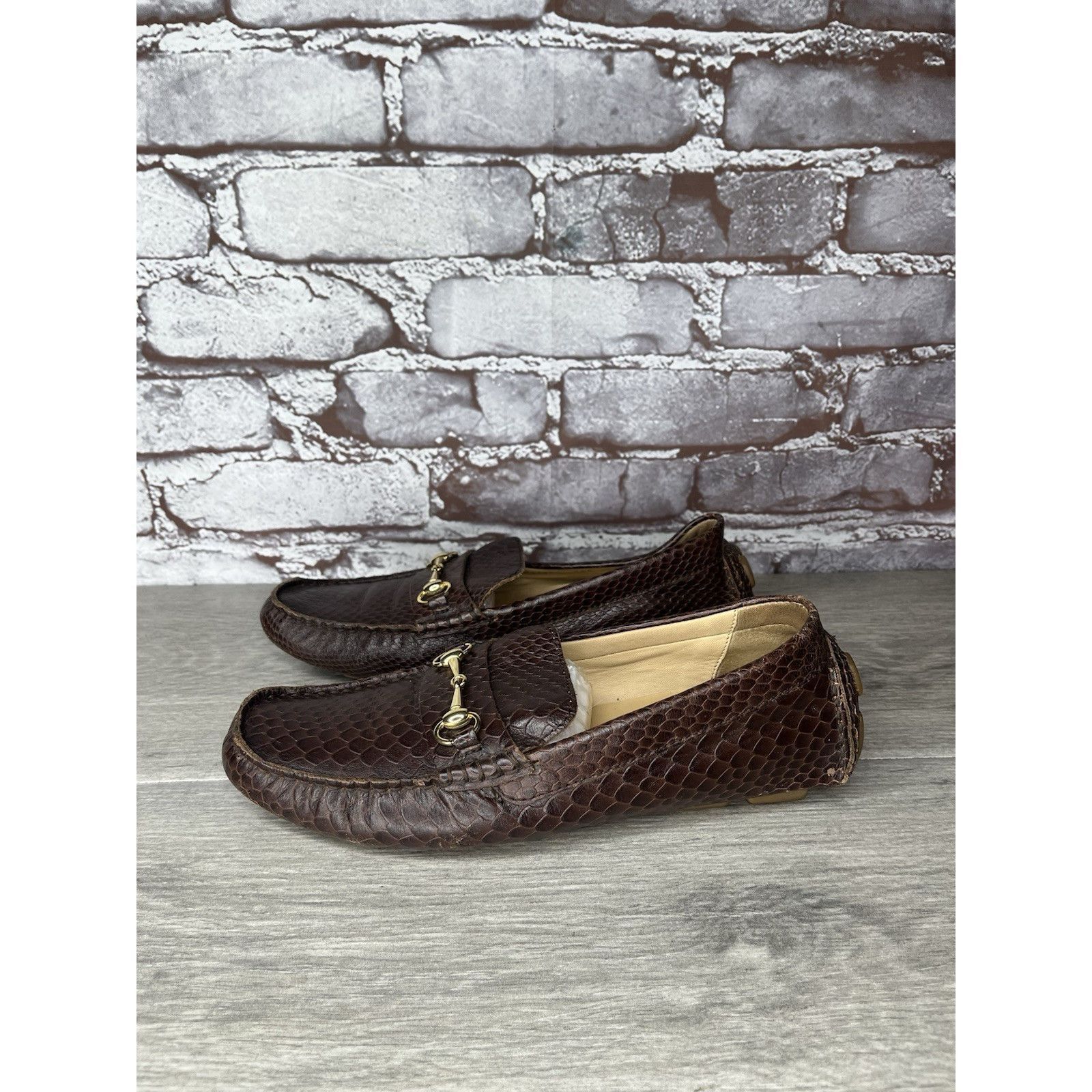 Cole Haan COLE HAAN Dark Mocha Brown Leather Python Print Shelby Flats Size US 7.5 / IT 37.5 - 4 Thumbnail
