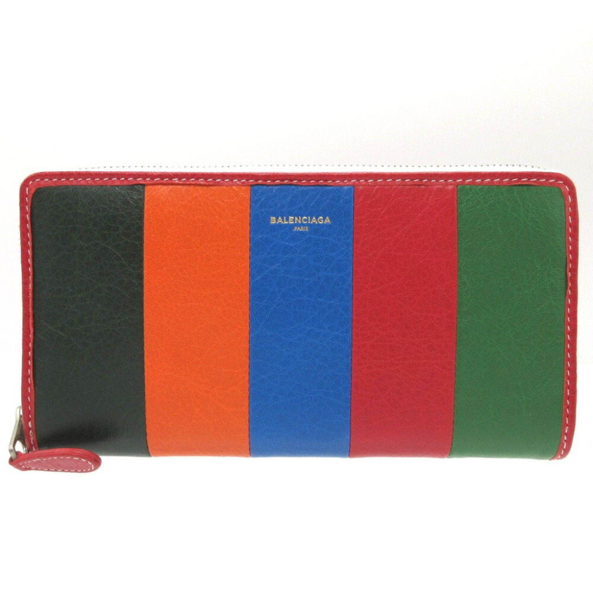 image of Balenciaga Bazar 443655 Leather Multicolor Round Long Wallet 0106 6B0106Iae5 in Black, Women's