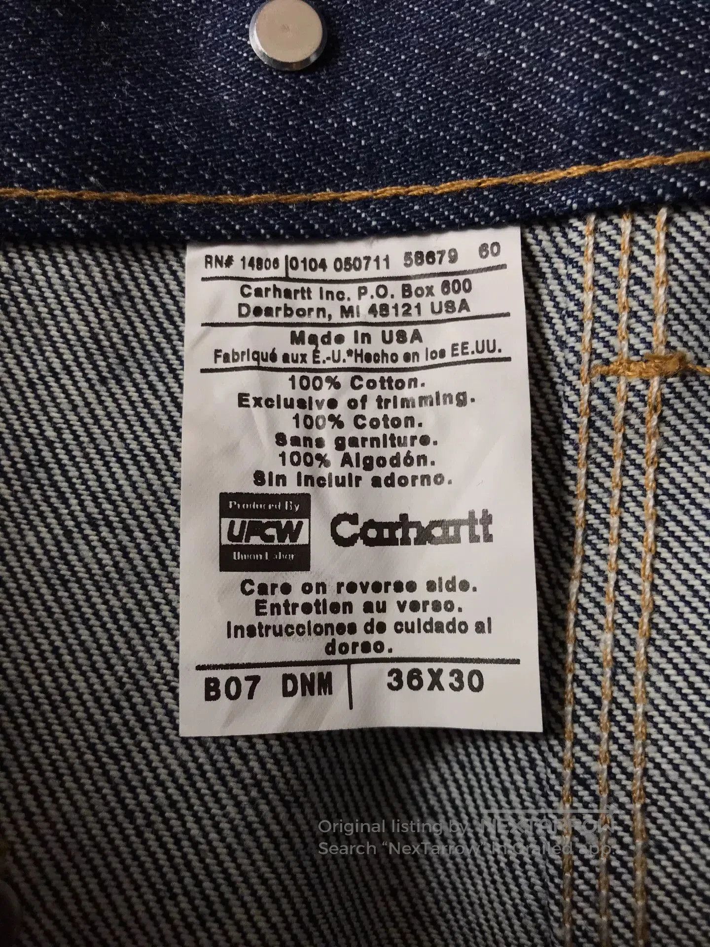 Carhartt Carhartt B07 Double Knee Raw Denim Jeans. Size US 36 / EU 52 - 9 Thumbnail