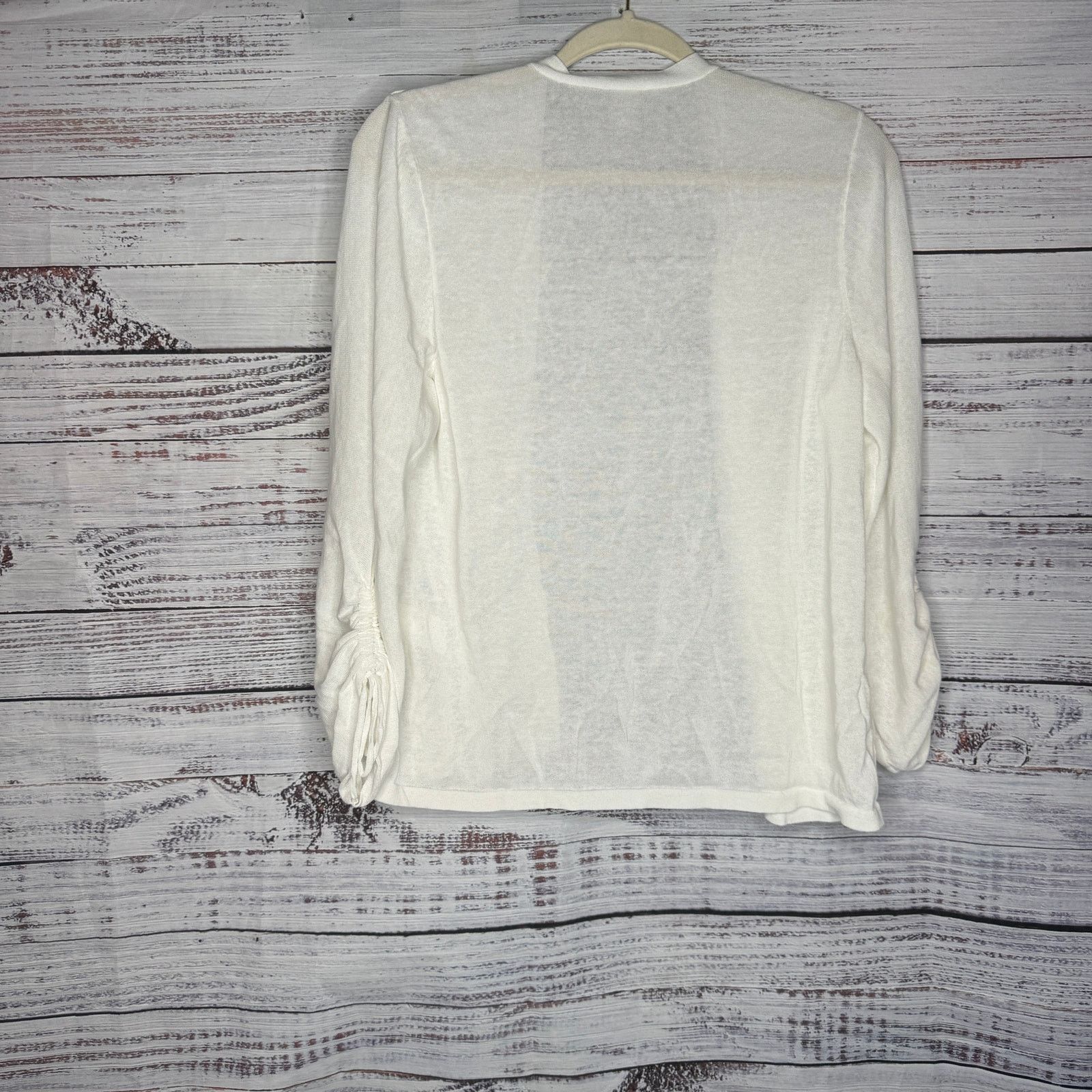 Chicos Chico's White Thin Long-sleeve Cardigan Sweater US lg Size L / US 10 / IT 46 - 3 Thumbnail