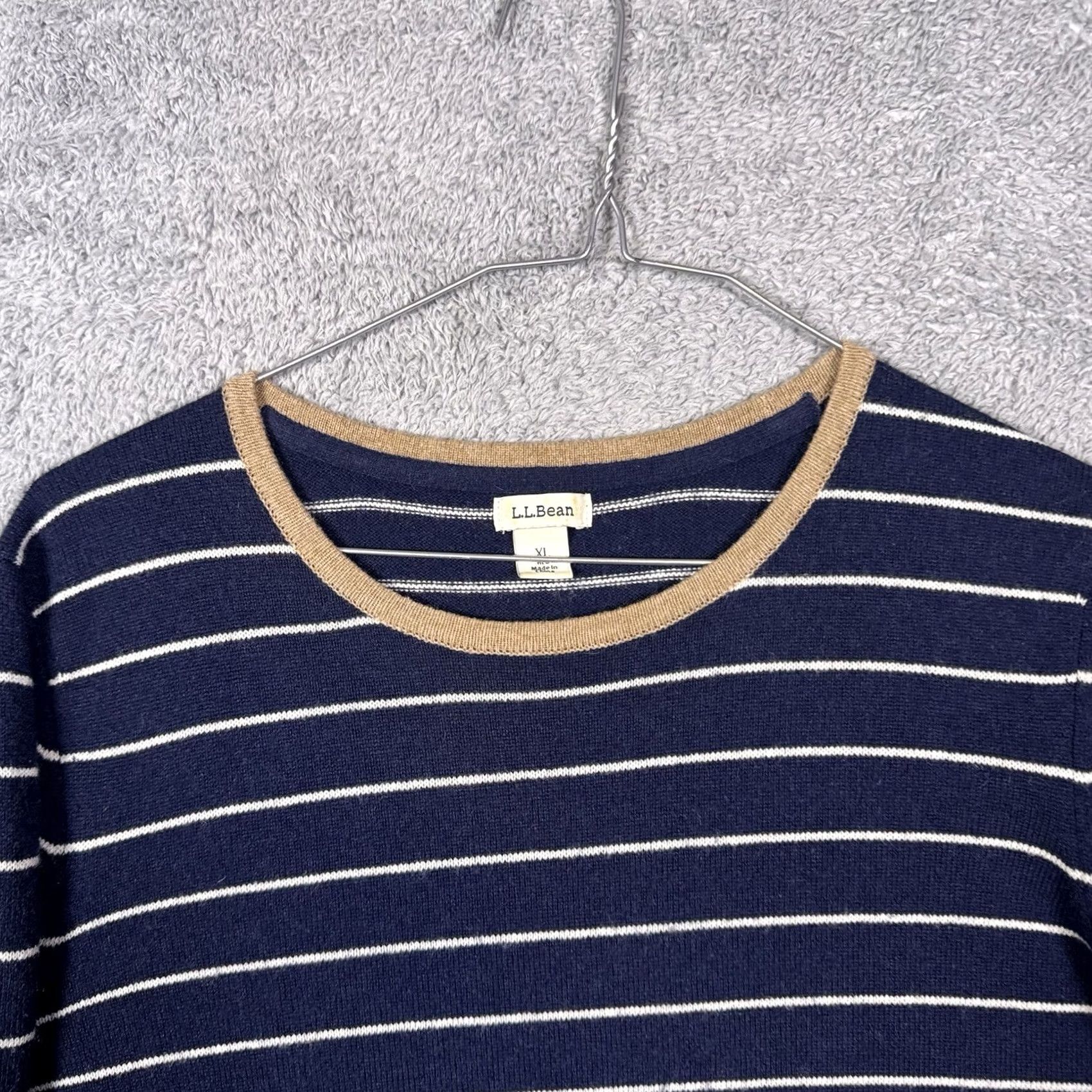 Vintage LL Bean Cashmere Sweater Women's XL Classic Crewneck Knit Pullover Stripe 515166 Size XL / US 12-14 / IT 48-50 - 4 Thumbnail