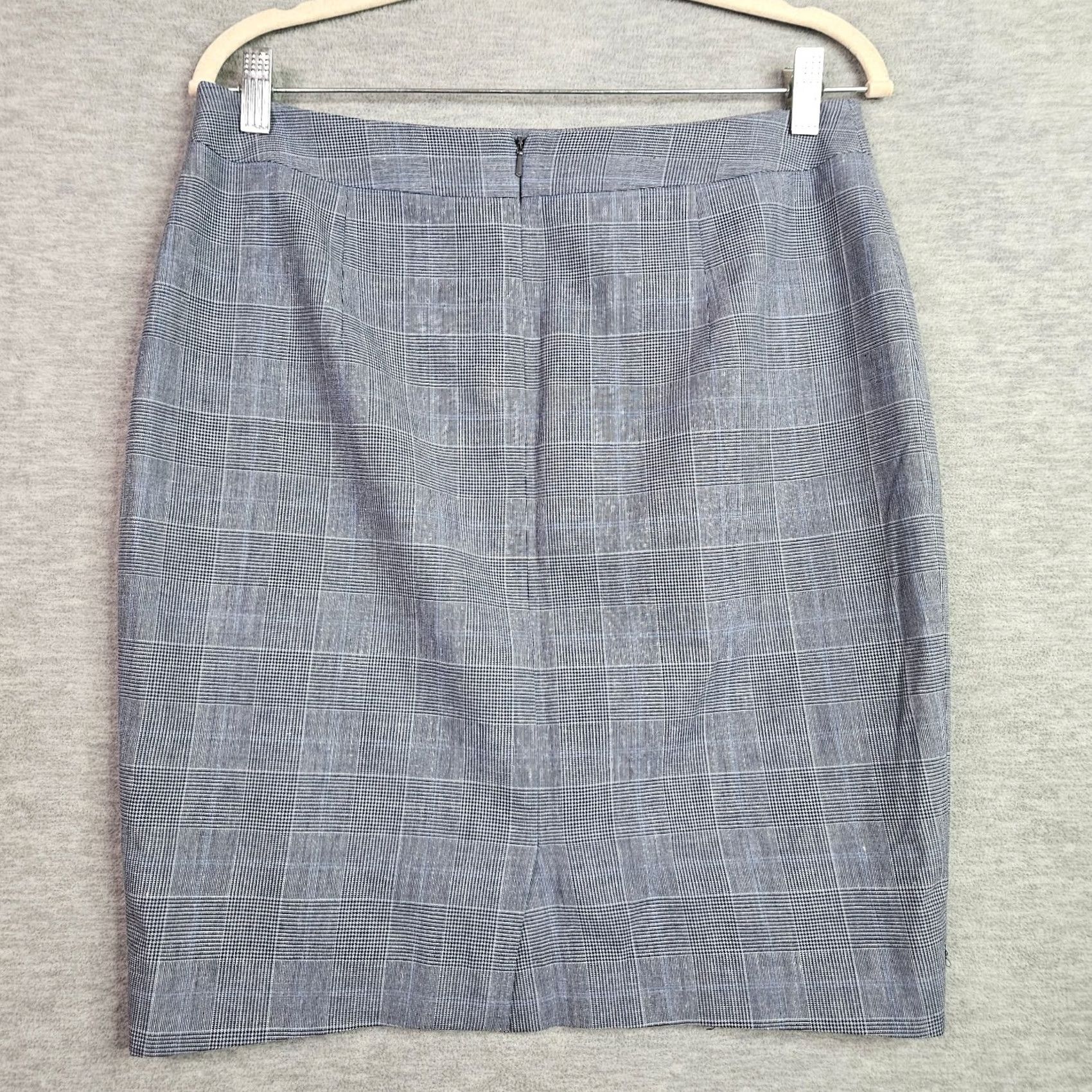 Reiss Reiss Skirt Pencil Blue White Plaid Size 8 Linen Polyester Wool Elastane Multicolor Short A-Line Women’s Knit? Size 30" / US 8 / IT 44 - 2 Thumbnail