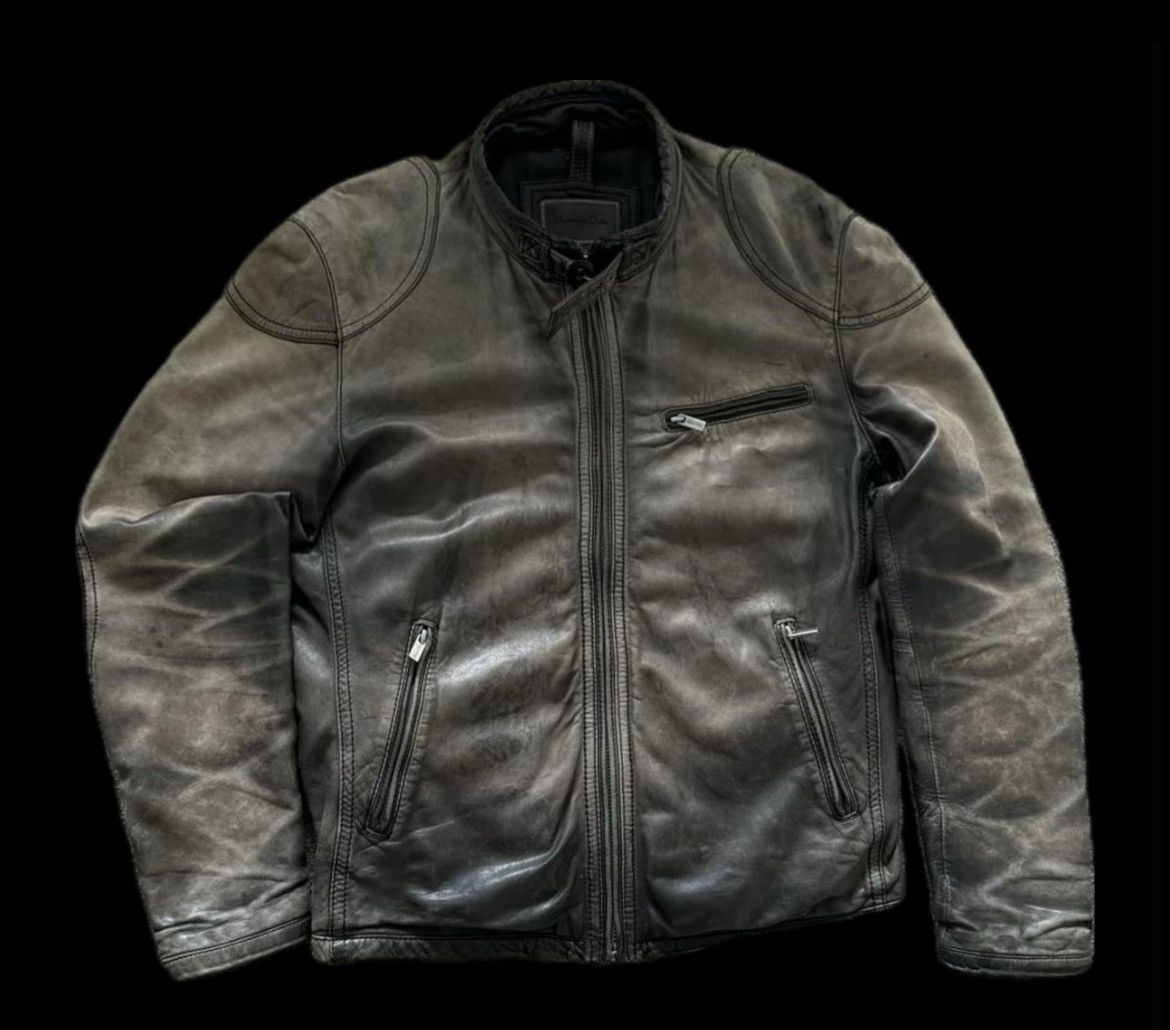 Designer × Massimo Dutti × Vintage Massimo Dutti Grey Washed Leather Jacket Size US M / EU 48-50 / 2 - 4 Thumbnail