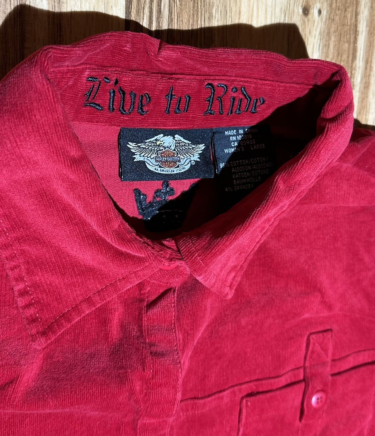 Harley Davidson Harley-Davidson Red Live To Ride Red Velour Point collar Size L / US 10 / IT 46 - 5 Thumbnail
