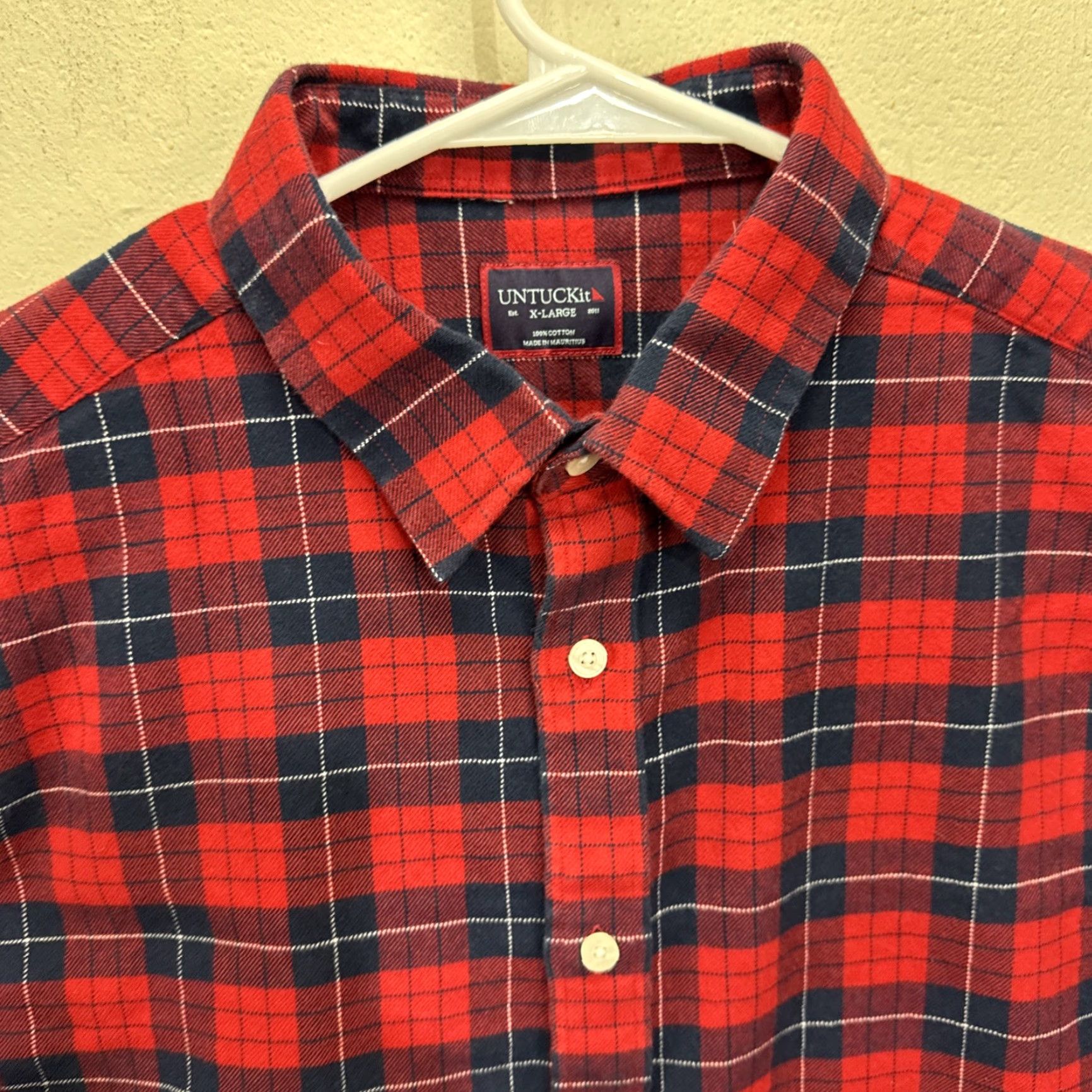 UNTUCKit UNTUCKit Daumas Shirt Mens XL Flannel Button-Up Red Check Casual Workwear Preppy 90s Style Mens XL Size US XL / EU 56 / 4 - 3 Thumbnail