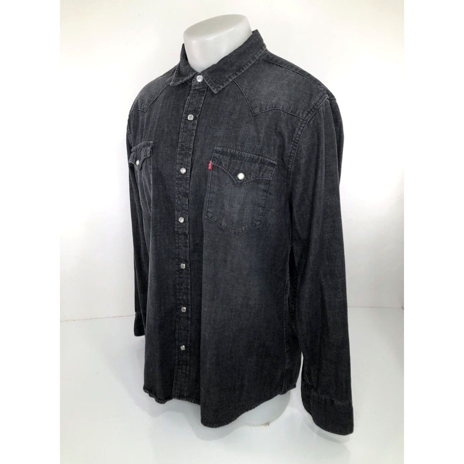 Levi's LEVI STRAUSS Denim Black PEARL SNAP Western XL Shirt Men Long Sleeve Button-Up Denim Shirt Western 90s Theme Snap XL Black Mens Size US XL / EU 56 / 4 - 2 Thumbnail
