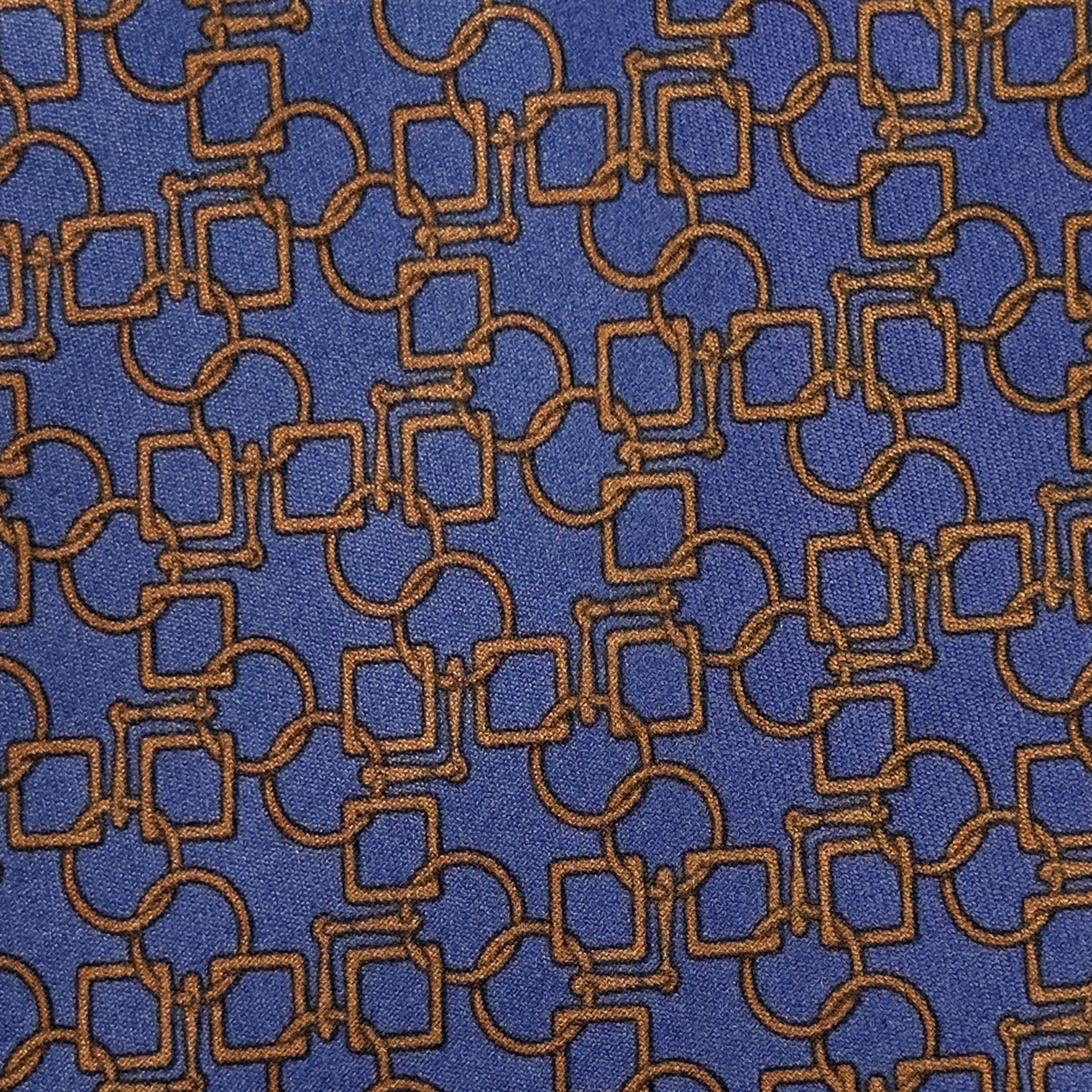 Hermes Silk Tie Blue with Geometric Pattern Size ONE SIZE - 5 Thumbnail