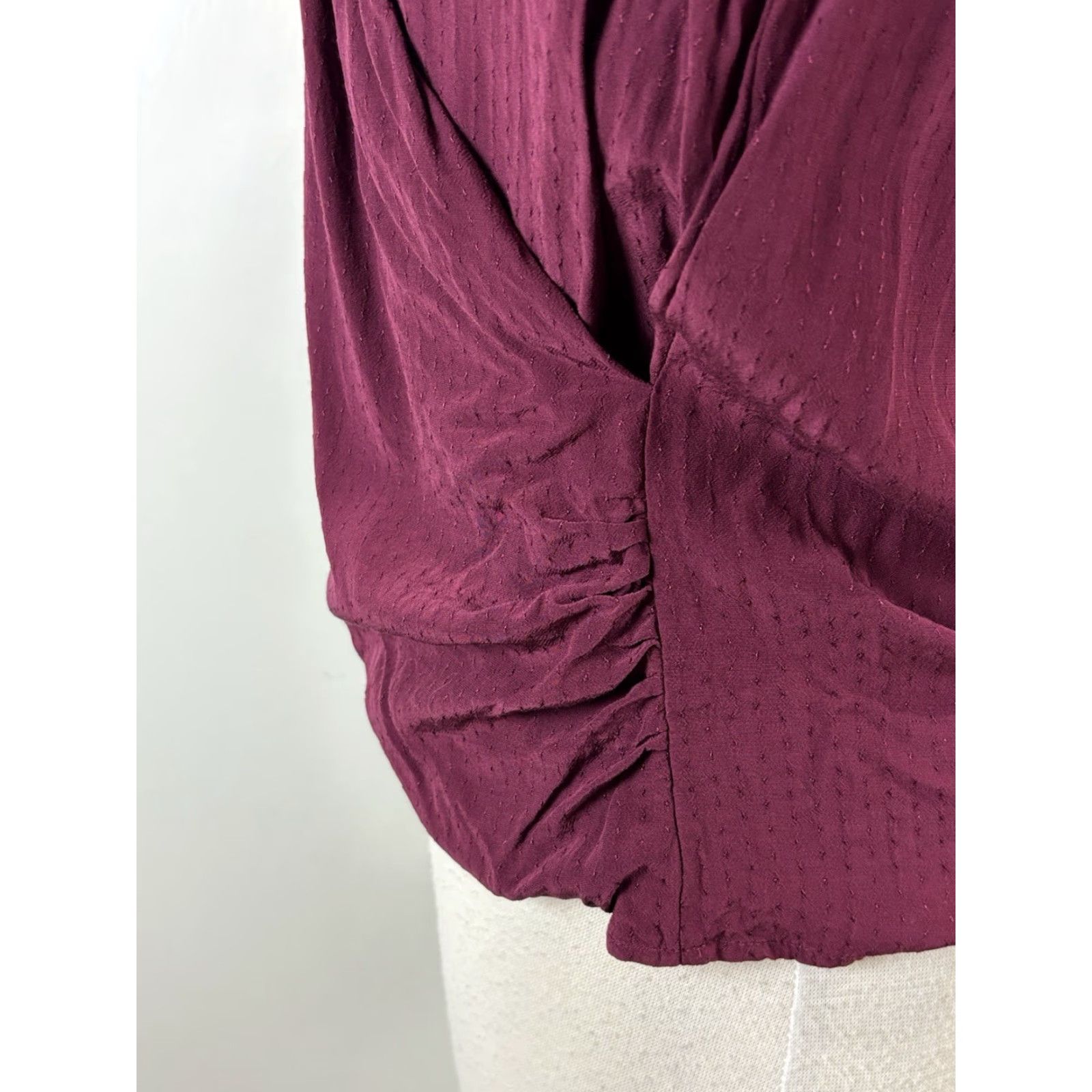 Vintage Sezane Abelia Blouse Wrap Around Long Sleeve Top Burgundy Secretary Size 36 US 6 Slim Viscose Floral Knit Womens Shirt Size XS / US 0-2 / IT 36-38 - 6 Thumbnail