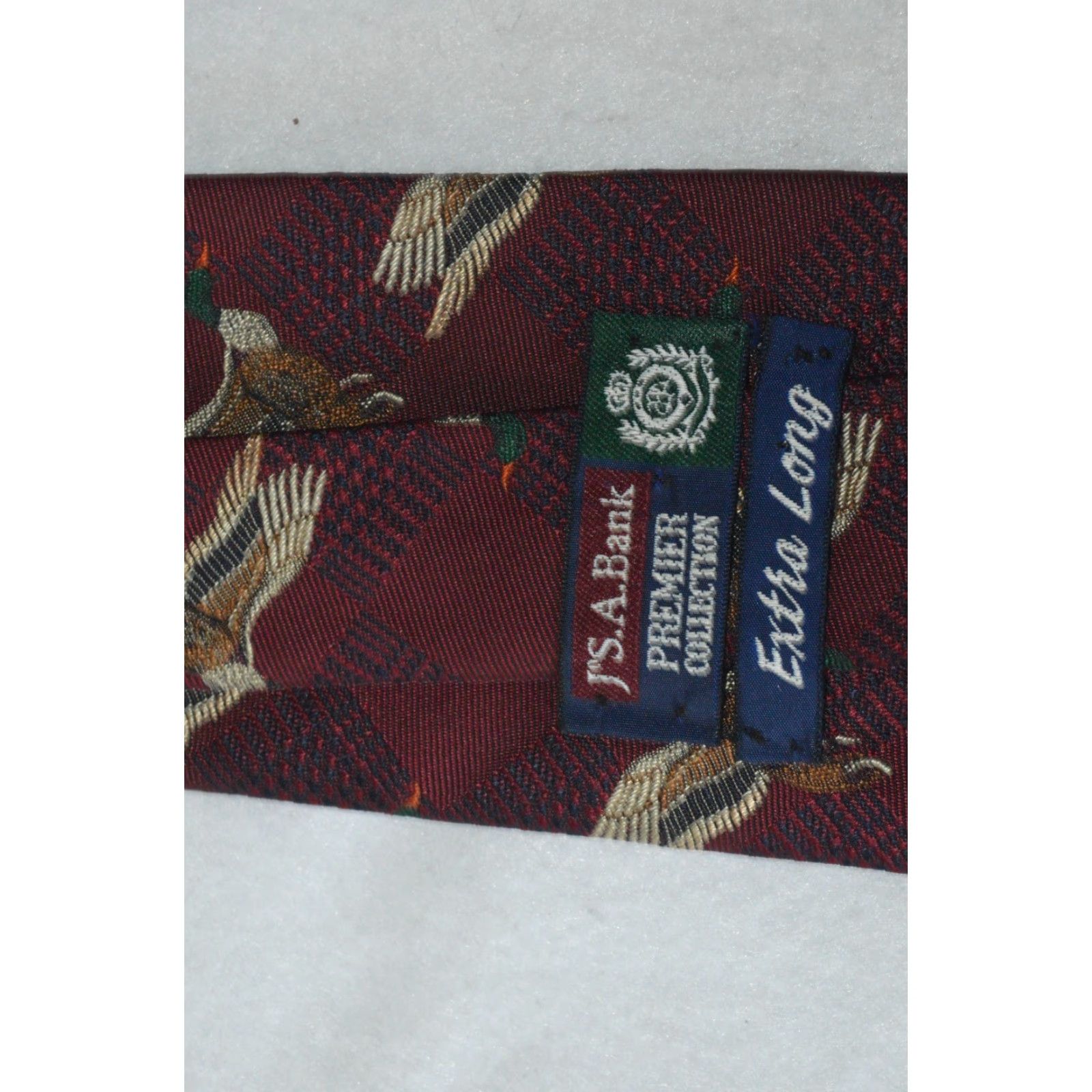 Jos. A. Bank Jos. A. Bank Duck Necktie Tie Premier Collection Extra Long Tie Men Red 100% Silk Adjustable Classic 57"-60" Size ONE SIZE - 3 Thumbnail