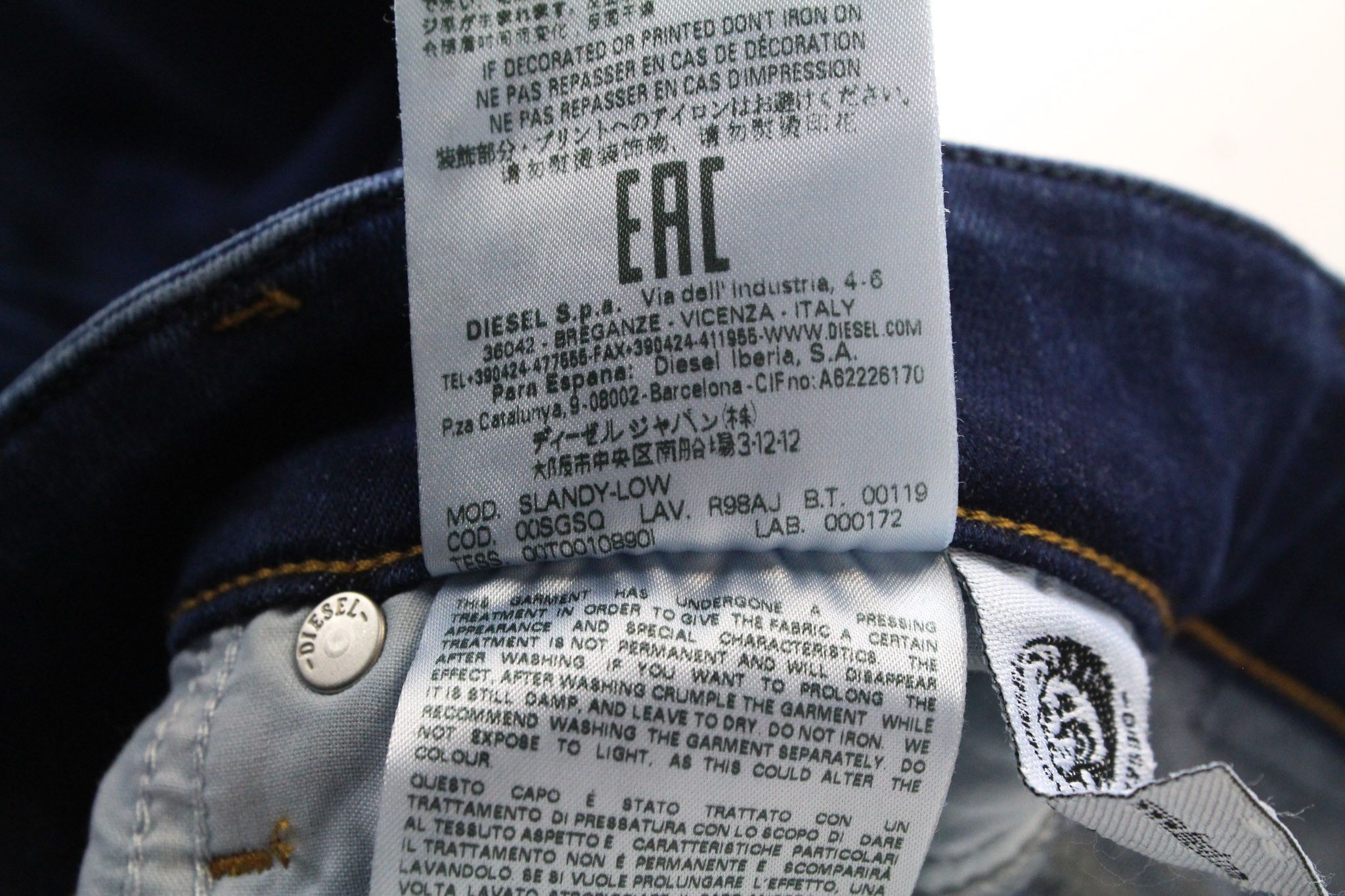 Diesel SLANDY-LOW R98AJ W25/L32 Blue Stretch Skinny Jeans 69771 Size 25" / US 0 / IT 36 - 9 Thumbnail