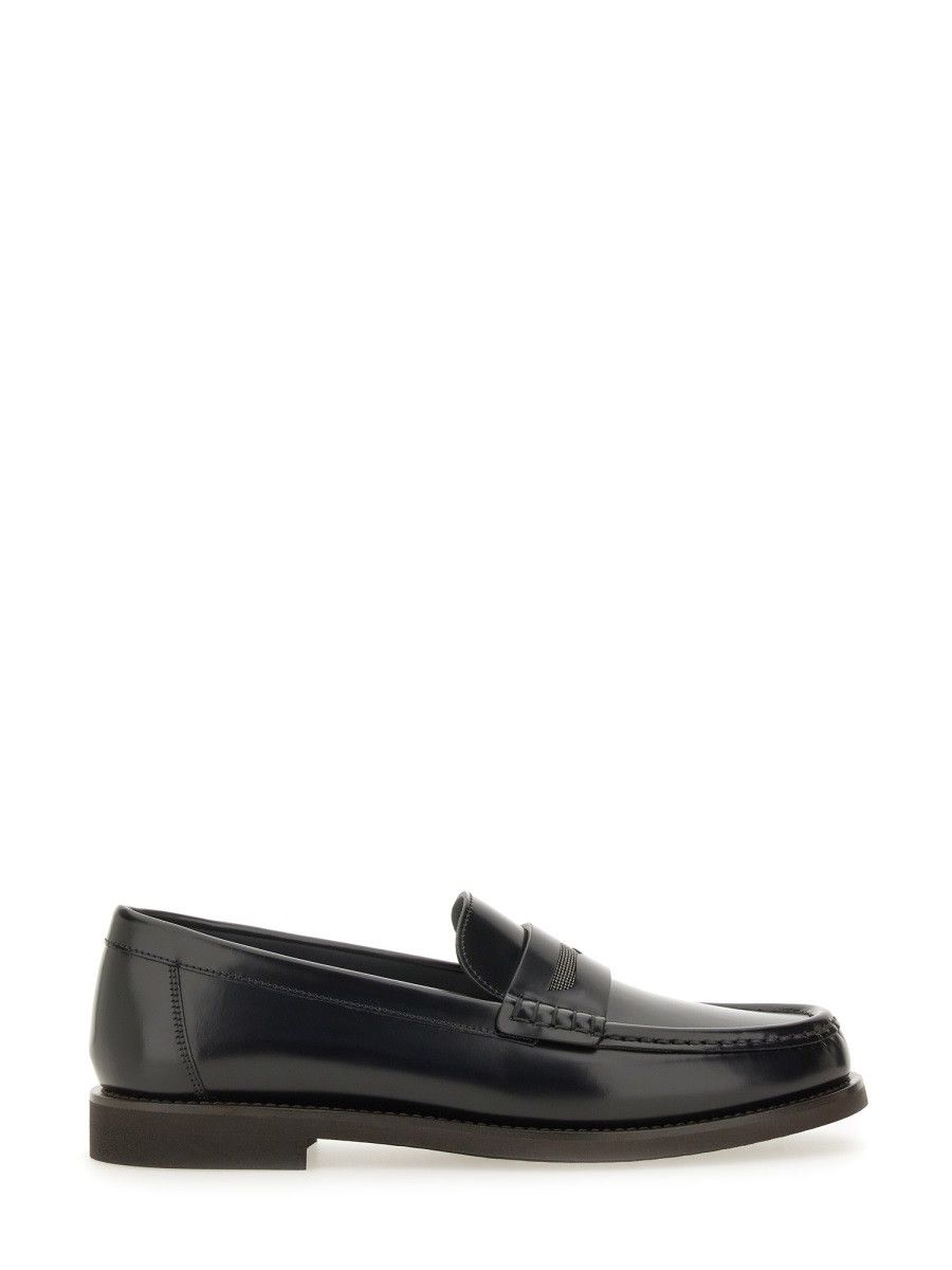Brunello Cucinelli BRUNELLO CUCINELLI SMOOTH LEATHER LOAFER - BLACK (IT 40) Size US 10 / IT 40 - 1 Thumbnail