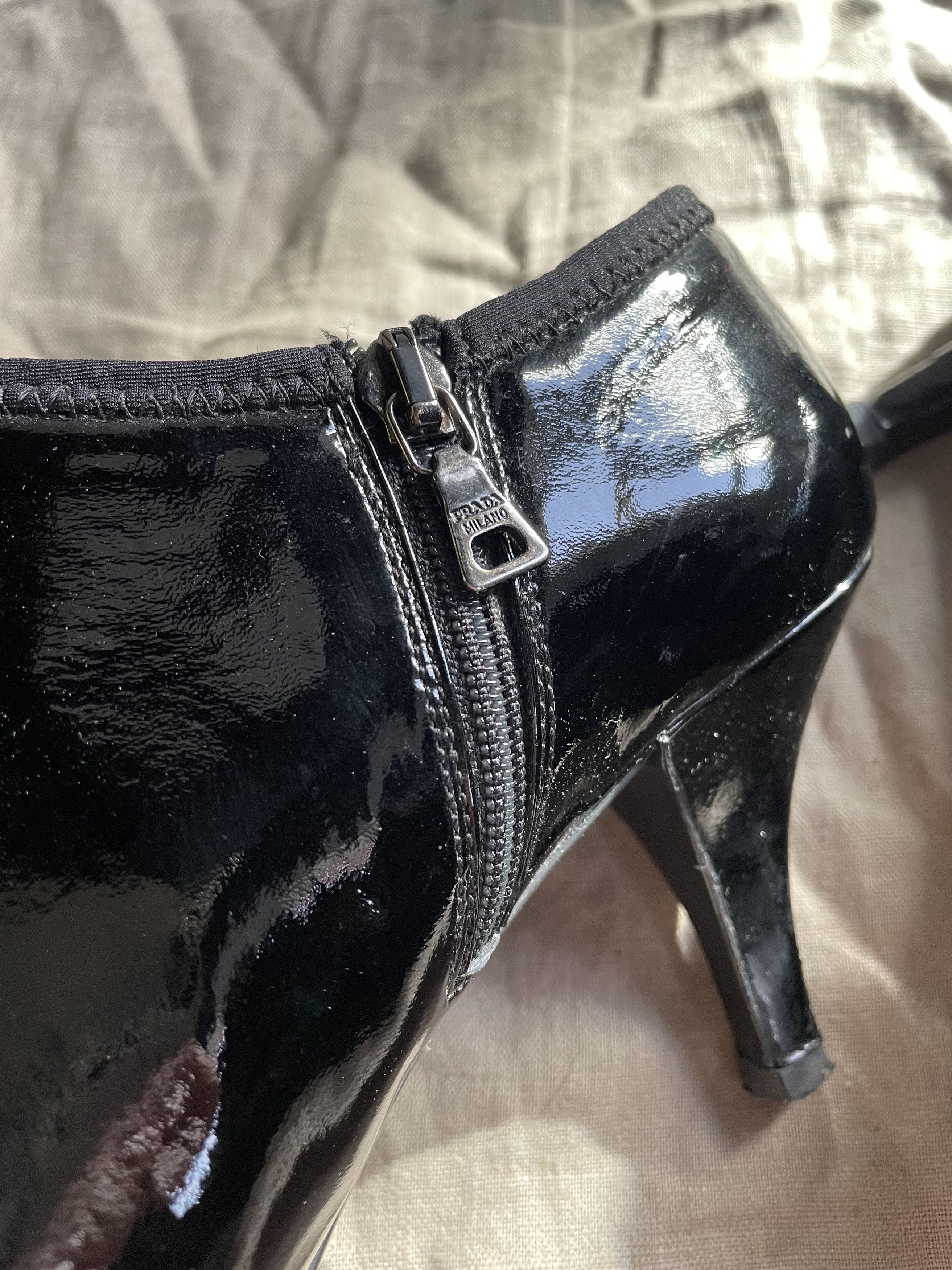 Prada Prada Patent Leather Pointed Toe Heel Low Boots 7807AC Size US 7.5 / IT 37.5 - 9 Thumbnail