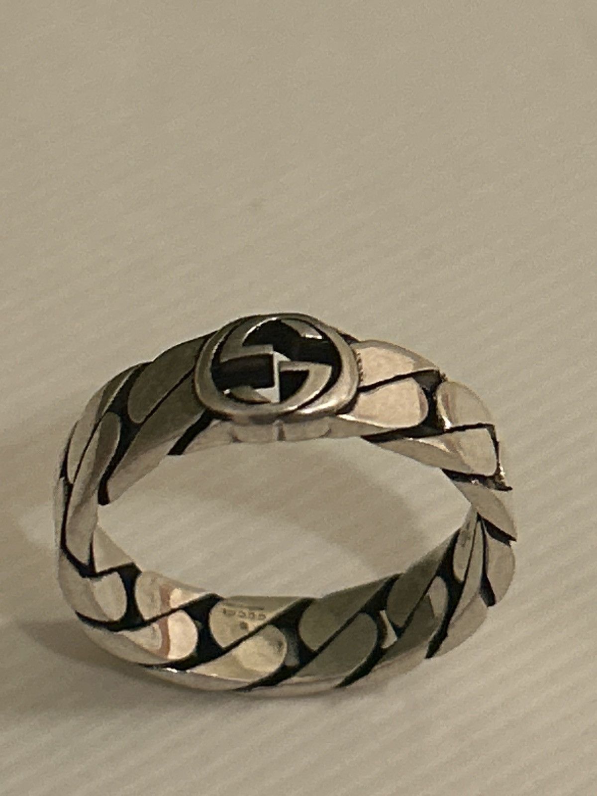 Gucci Gucci Wide Ring w Interlocking G Sterling Silver Chain AG925 Size ONE SIZE - 6 Thumbnail