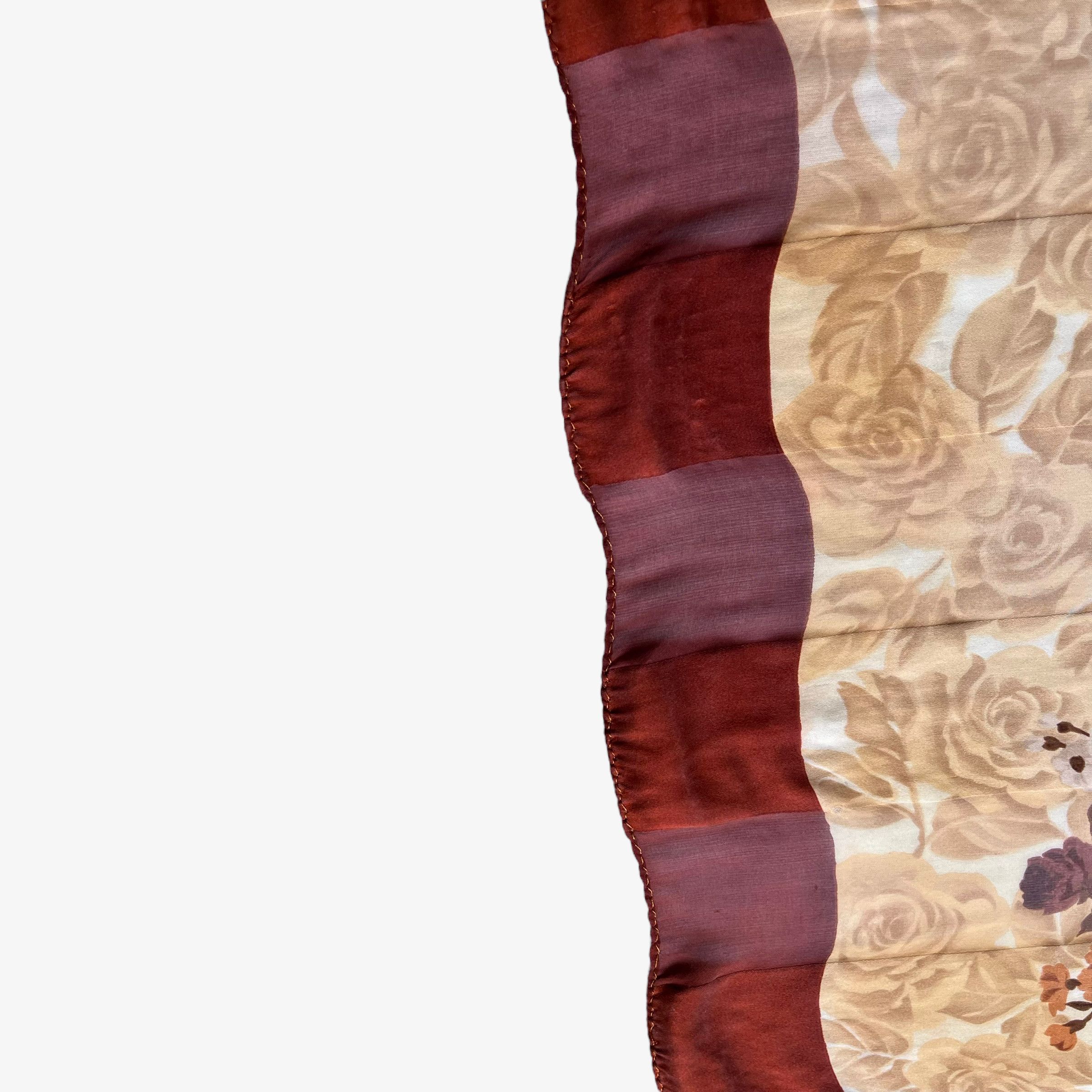 Paolo Gucci Vintage 80s Paolo Gucci Brown Floral Print Silk Scarf Size ONE SIZE - 6 Thumbnail