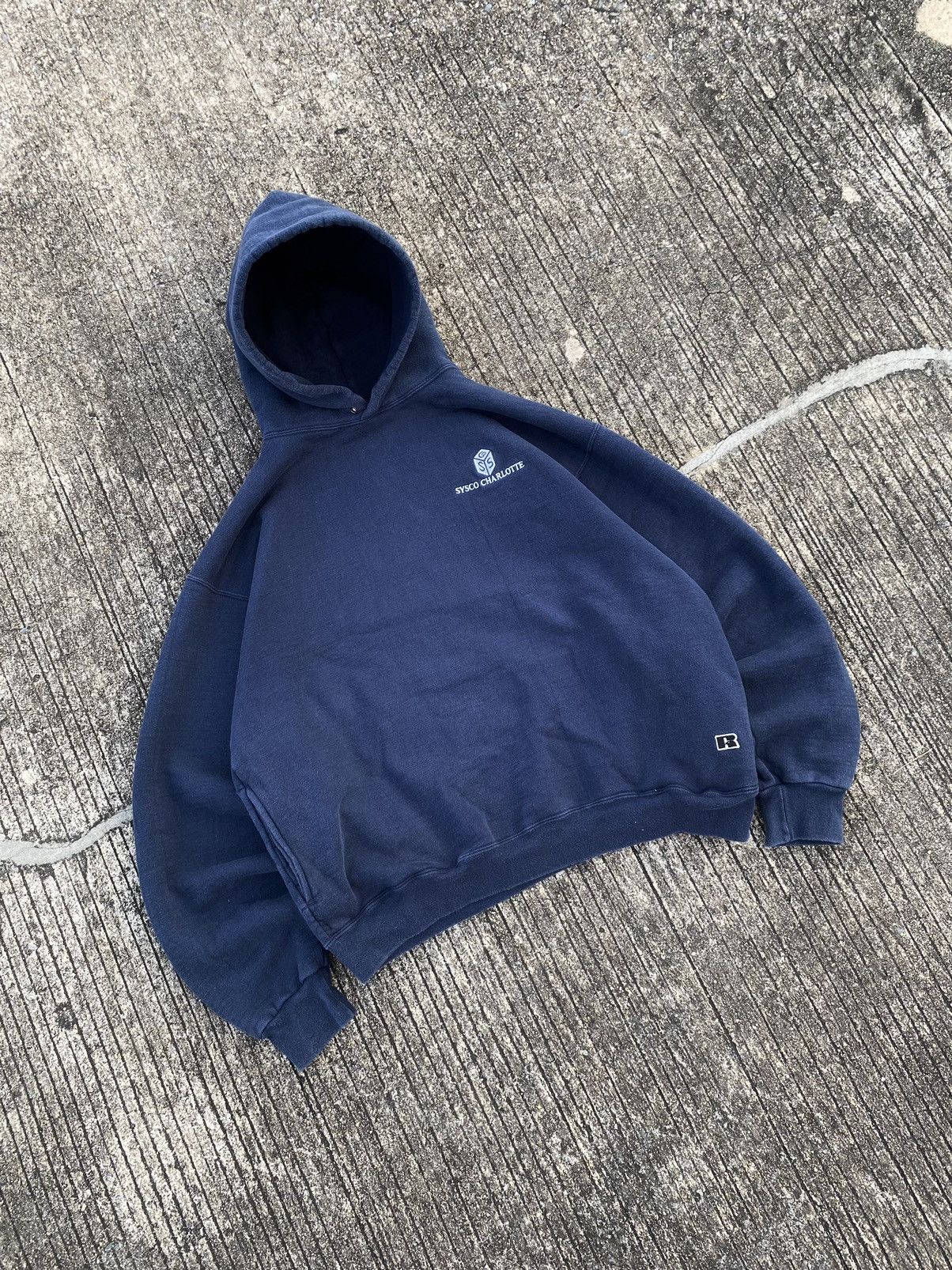 Russell Athletic × Vintage Faded Russell Athletic Heavyweight Hoodie Navy Size US XL / EU 56 / 4 - 6 Thumbnail