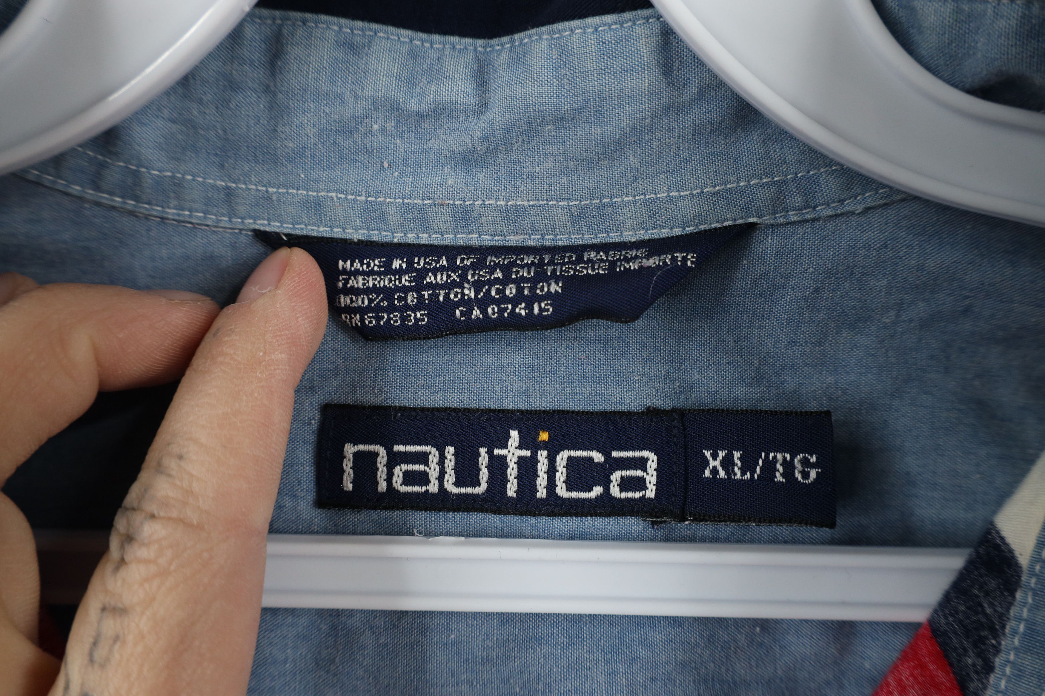 Nautica × Vintage Vintage 90s Nautica Block Collared Button Down Shirt Cotton Size US XL / EU 56 / 4 - 10 Thumbnail
