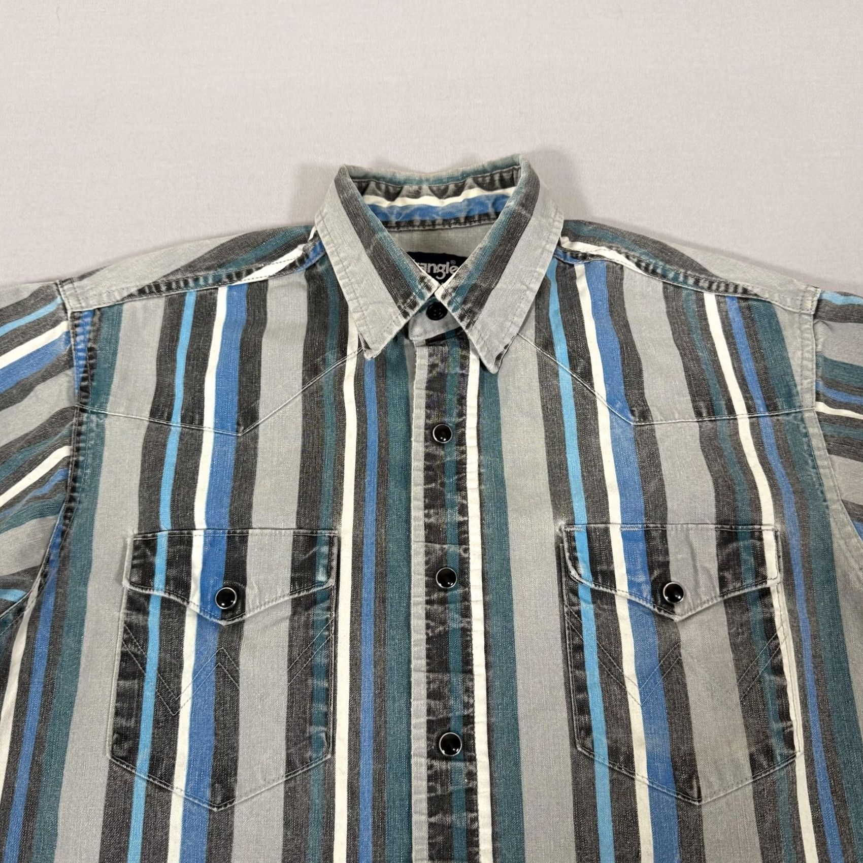Wrangler VINTAGE Wrangler Shirt Men Medium Brushpopper Stripe Western Pearl Snap 90s Work Size US M / EU 48-50 / 2 - 2 Thumbnail