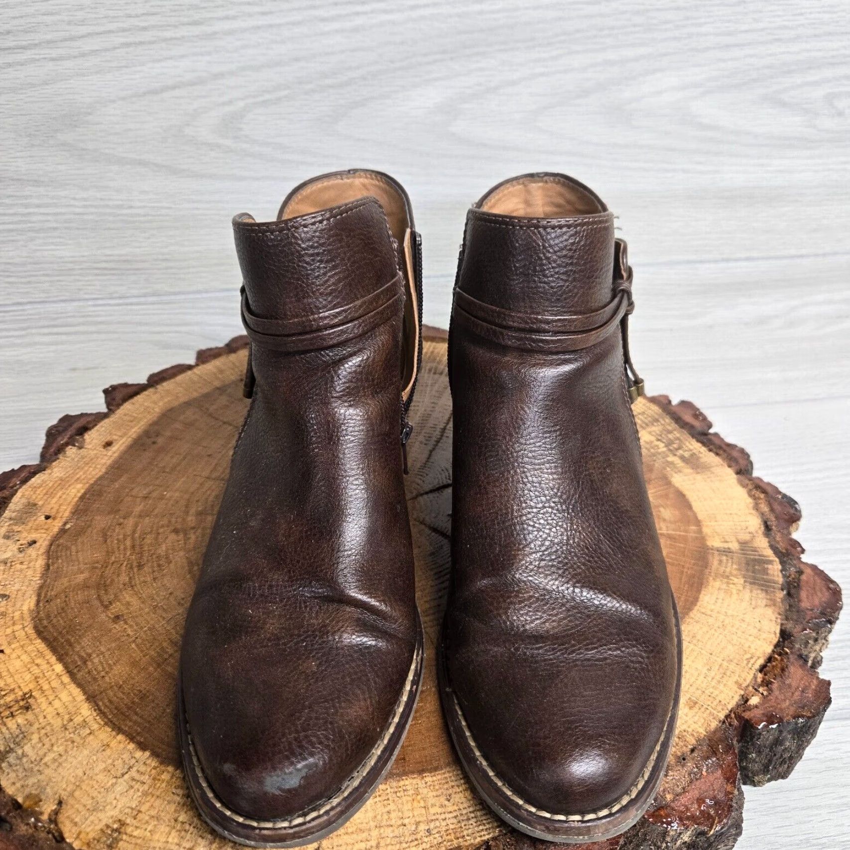 Vintage VINTAGE White Mountain Women's Ankle Boots Slip-On Side Zip Suede Brown Flat 8M Size US 8 / IT 38 - 3 Thumbnail