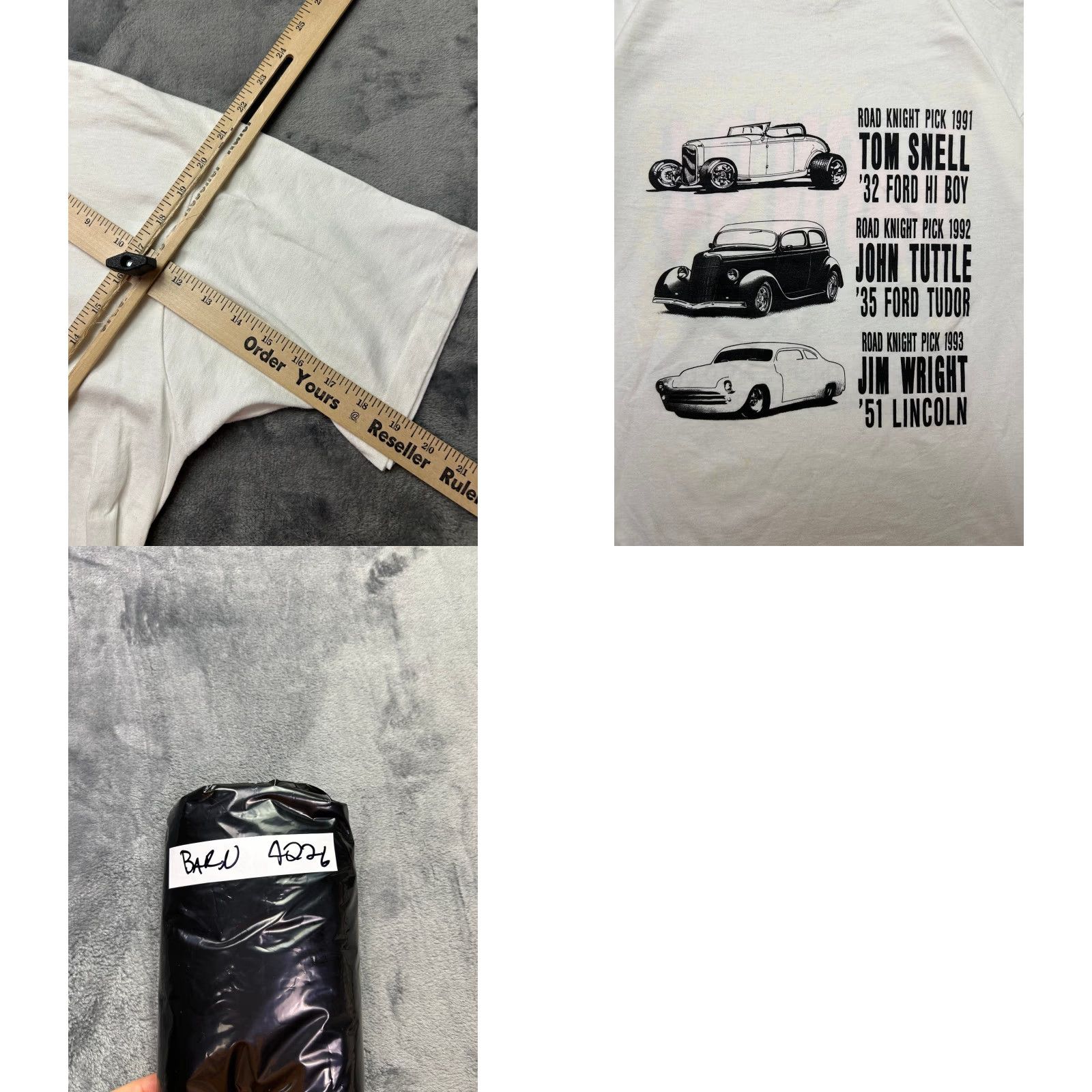Fruit Of The Loom VINTAGE Barn 94 Car Show T-Shirt FOTL XL Road Knights Auto Tee Shirts Mens White 90s Retro Graphic Print Classic Cars Size US XL / EU 56 / 4 - 8 Thumbnail