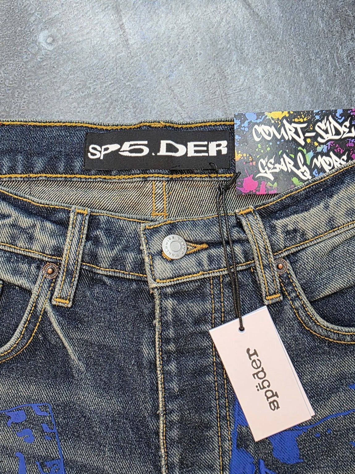 Sp5der Sp5der Indigo Beluga Denim Shorts Size US 30 / EU 46 - 3 Thumbnail