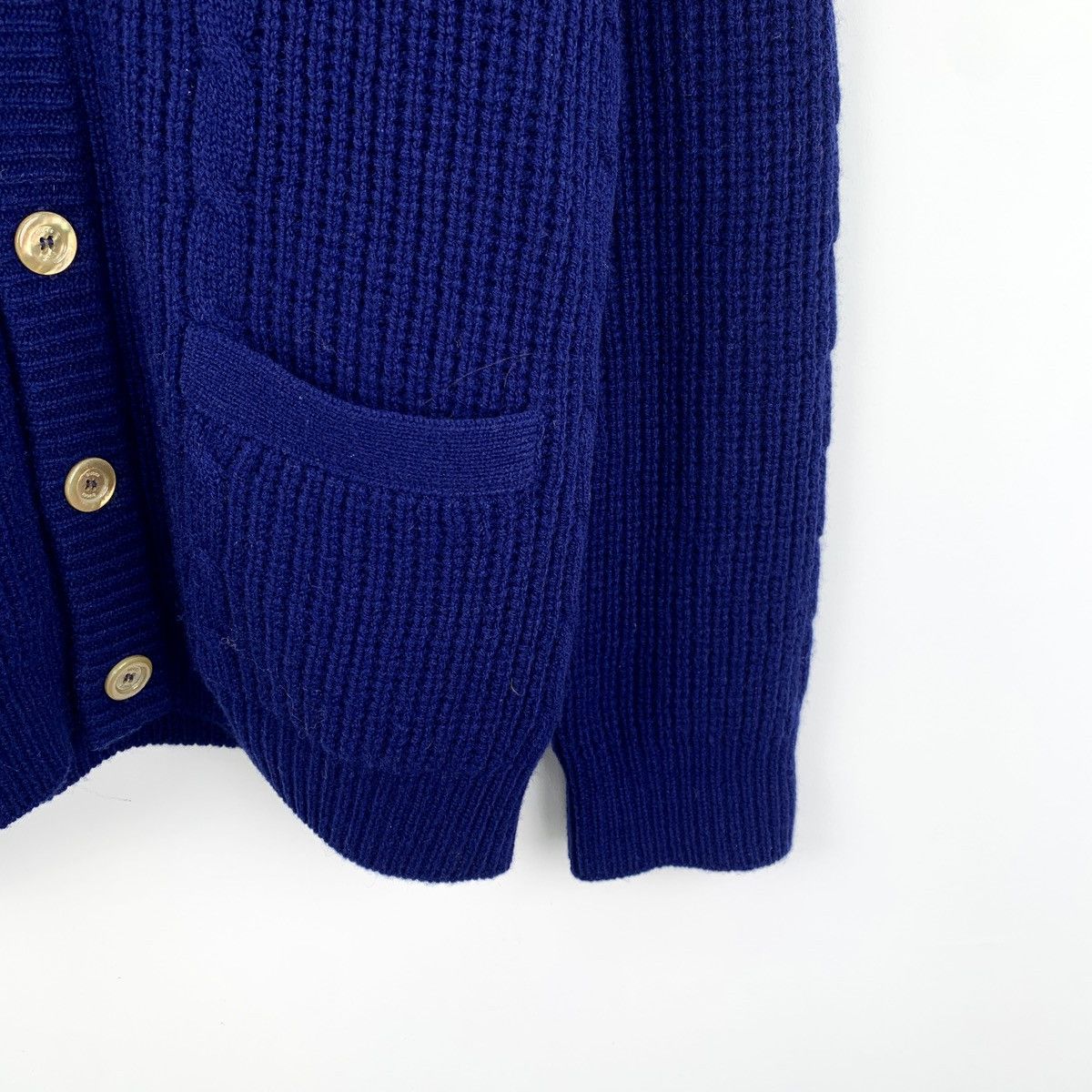 Gucci Gucci Navy Blue Double G Embroidered Wool V-Neck Cardigan Size S / US 4 / IT 40 - 4 Thumbnail