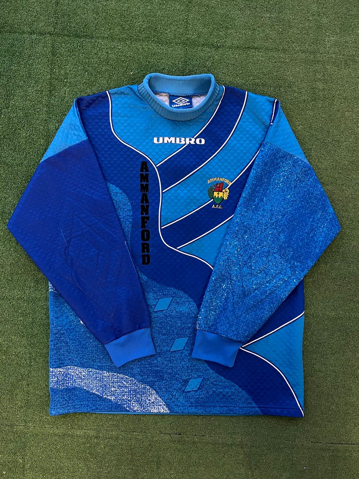 Pre-owned Soccer Jersey X Umbro Vintage Blokecore Umbro Ammanford Goalkeeper 1 Drill Jersey In Blue