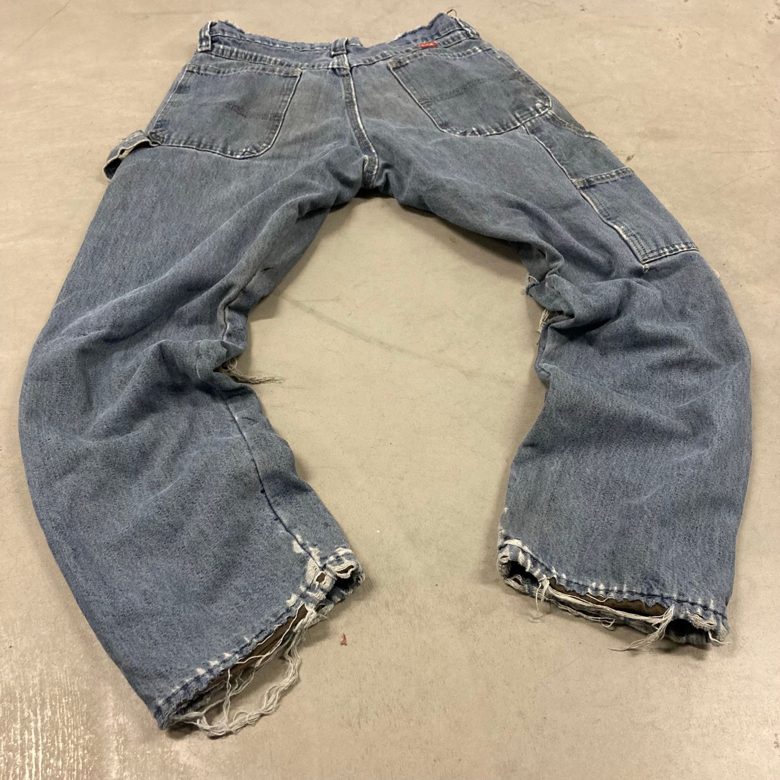 Vintage × Wrangler thrashed flannel lined wrangler carpenter cargo jeans 29x30 Size US 29 - 2 Thumbnail