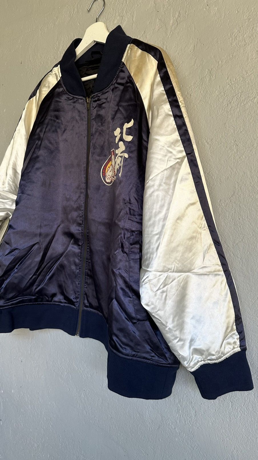 20471120 Hokusai katsushika Sukajan Souvenic Quilted dark blue Jacket Size US L / EU 52-54 / 3 - 3 Thumbnail