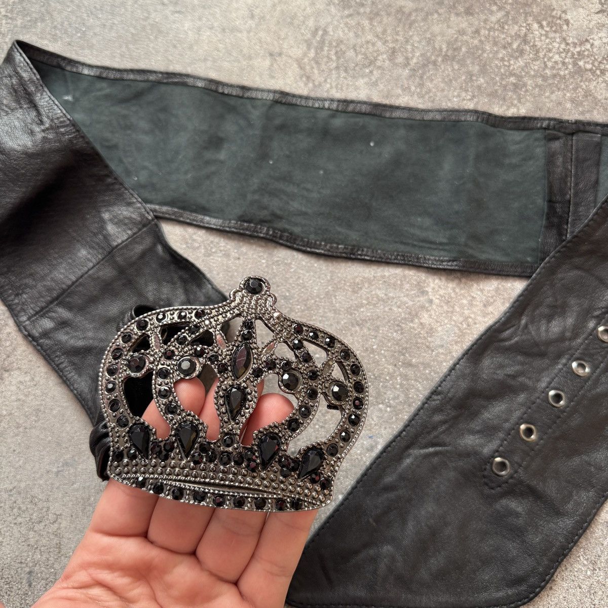 Hysteric Glamour 2000’s Glamour Vintage Crown Buckle Real Leather Wide Belt Size ONE SIZE - 6 Thumbnail
