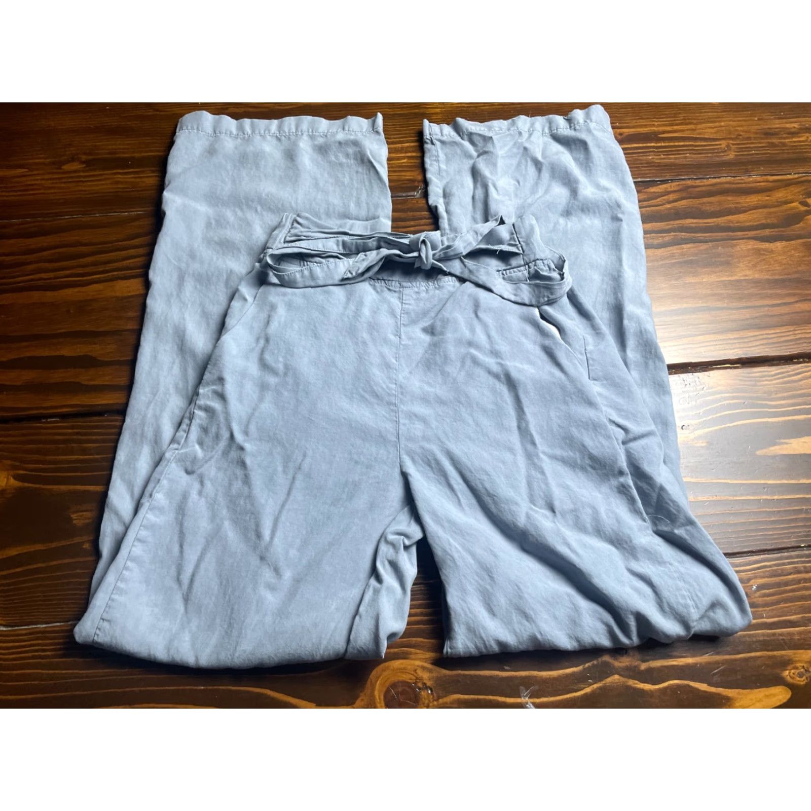 Vintage Thread+Supply Casual Pants Women's XXS Bluish Gray Flat Front Waist Tie II Size 24" / US 00 / IT 34 - 2 Thumbnail