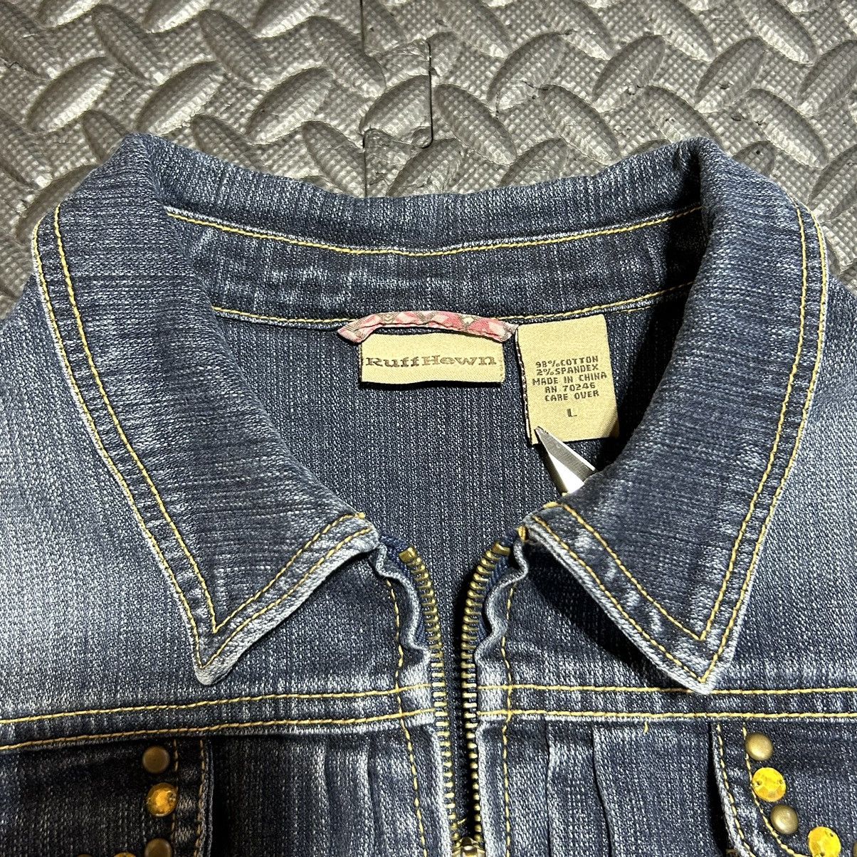 Other Ruff Hewn Jean Jacket Women Large Well Worn Embroidery Beads Size L / US 10 / IT 46 - 2 Thumbnail