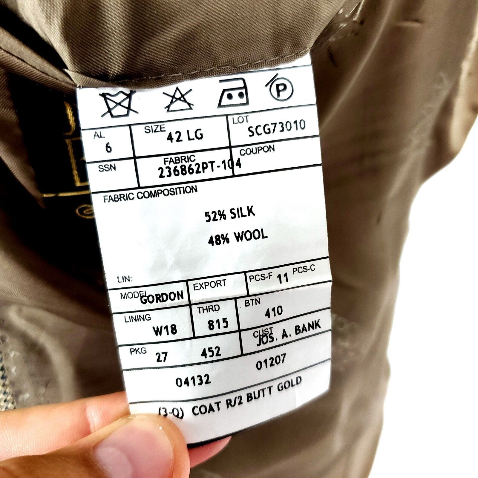 Jos. A. Bank Jos A Bank Signature Gold Wool Silk 2 Button Sport Coat 42L Size 42L - 8 Thumbnail