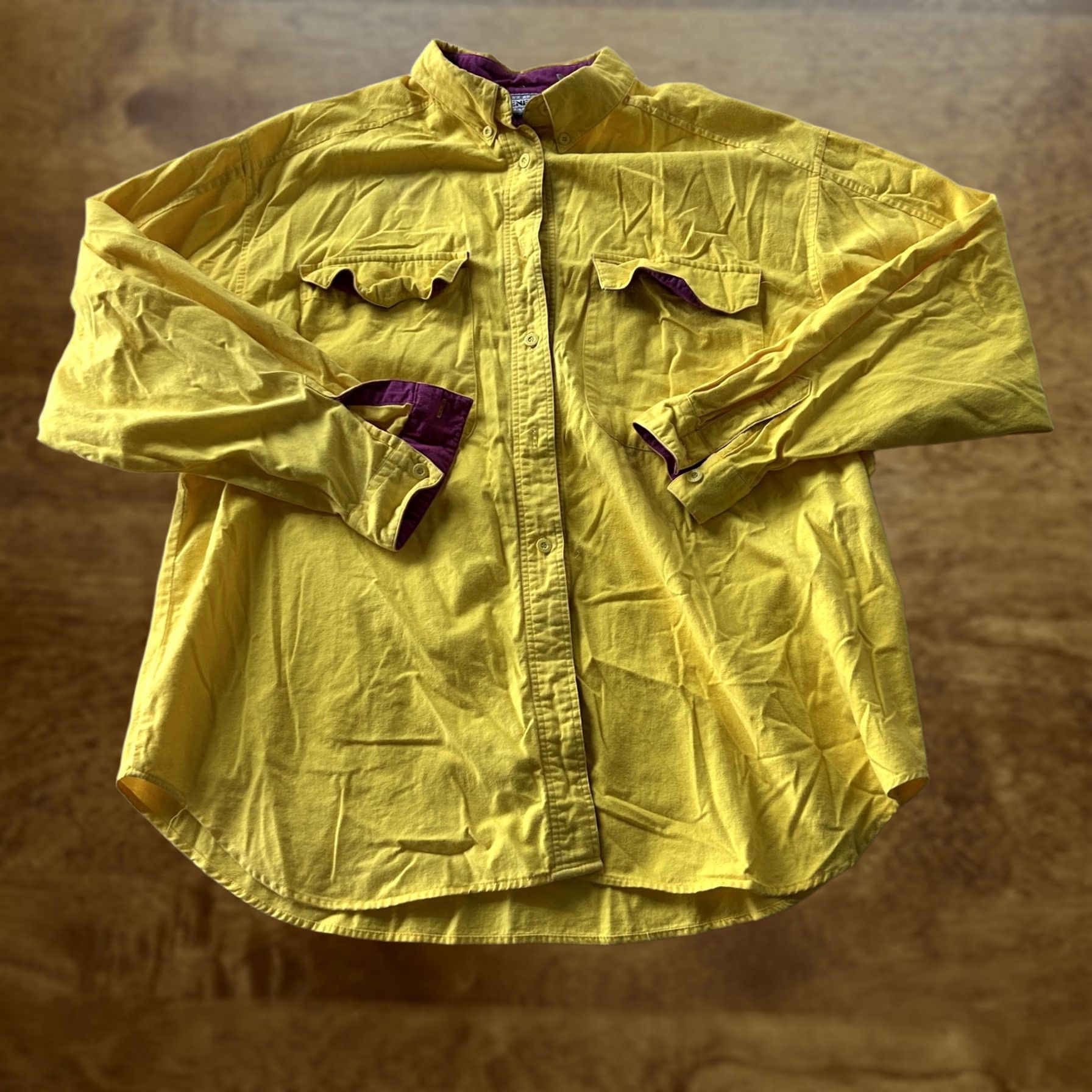 Vintage Venezia Shirt Womens 22/24 Yellow Button-Up Long Sleeve Cotton Vintage 90s Casual Womens Size 3XL / US 20-22 - 1 Thumbnail