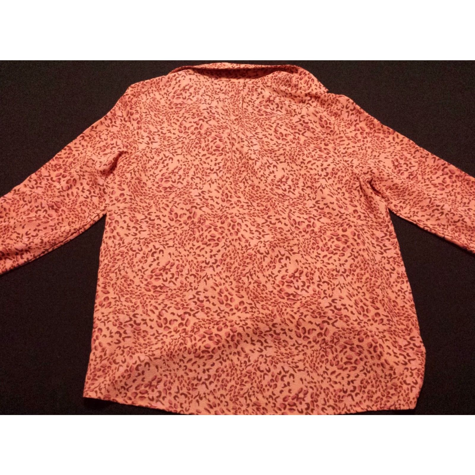 Vintage Zac & Rachel Womens Small Shirt Long Sleeve Collared Pink Animal Print V-Neck Size S / US 4 / IT 40 - 6 Thumbnail