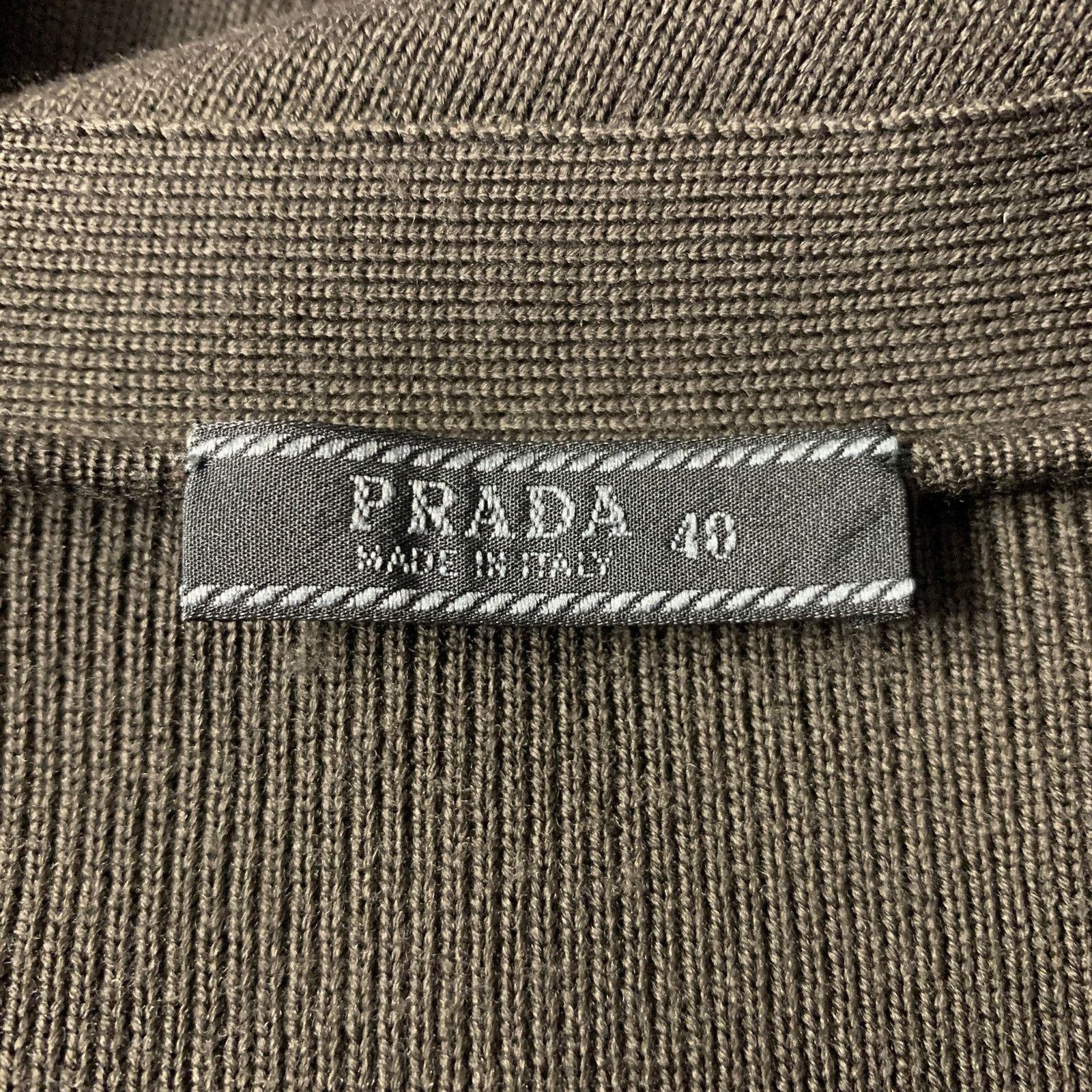 Prada PRADA Size S Brown Lamb Fur Ribbed Wool Cardigan Size US XXS / EU 40 - 5 Thumbnail