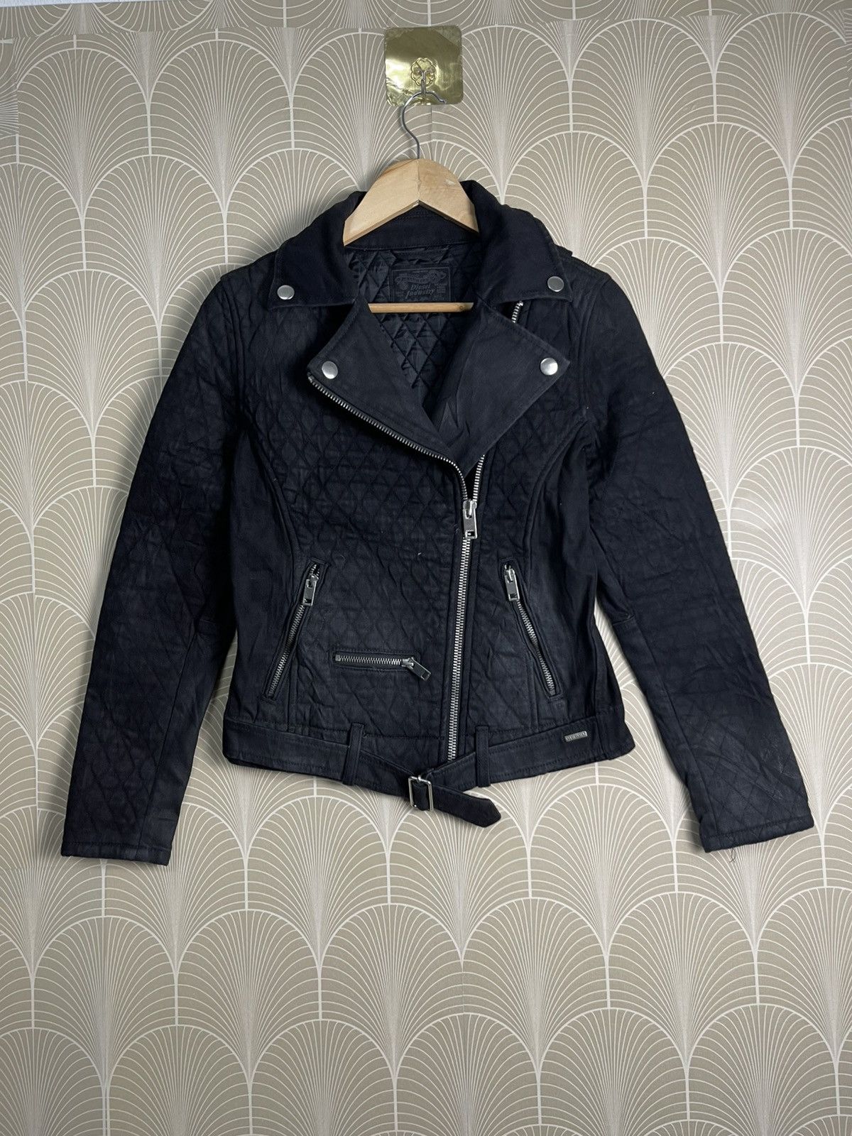 Diesel VINTAGE DIESEL QUILTED DOUBLE COLLAR BIKER JACKET Size US XS / EU 42 / 0 - 1 Thumbnail