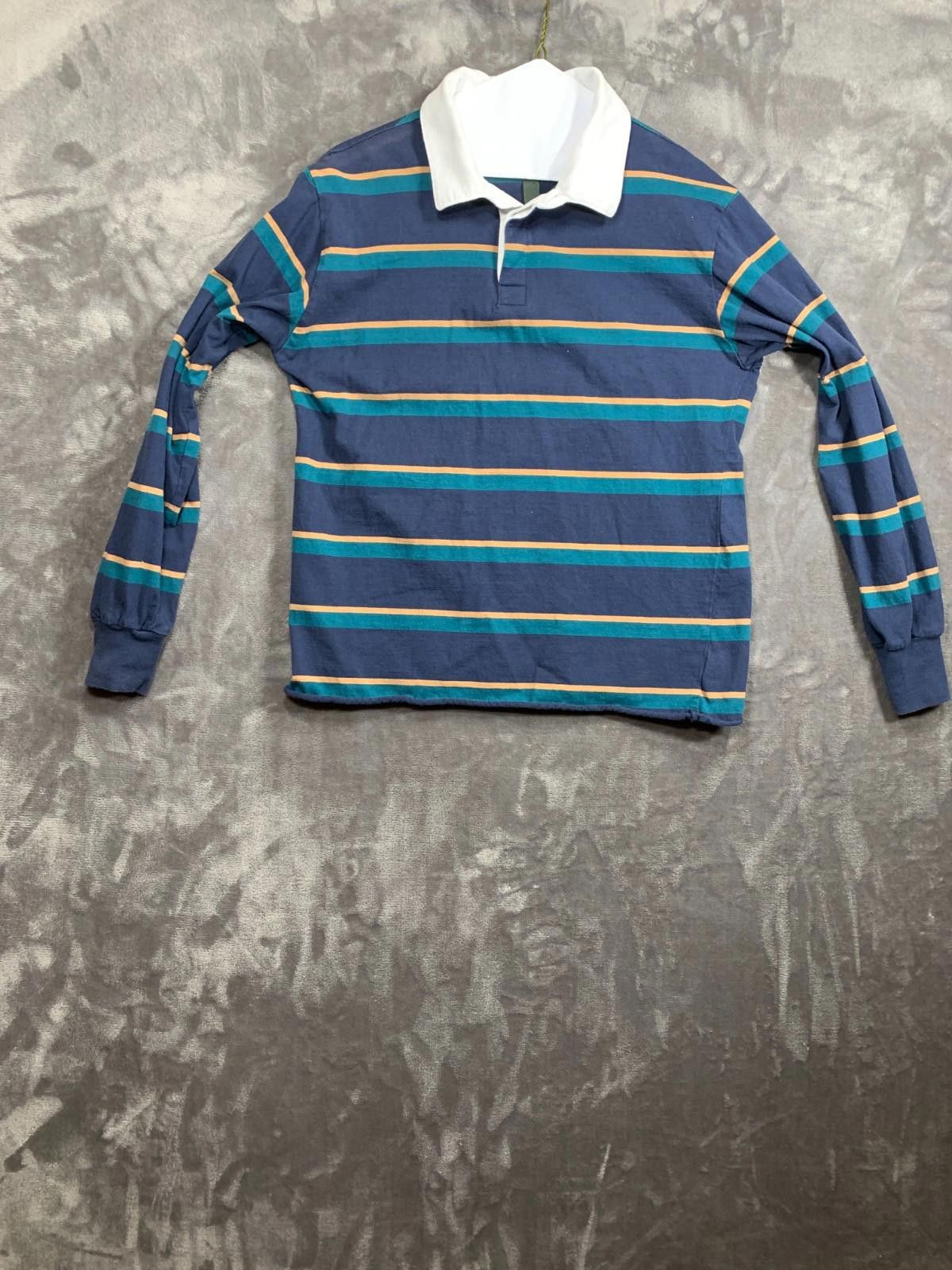 Designer Wild Fable Polo Shirt Men XS Striped Blue Collar LS (#108) Size US XS / EU 42 / 0 - 1 Thumbnail