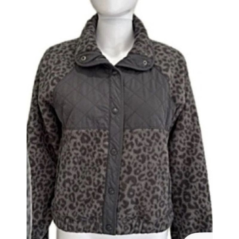Abercrombie & Fitch Abercrombie&Fitch Gray Quilted Leopard Snap Button Fleece, M Size M / US 6-8 / IT 42-44 - 1 Thumbnail