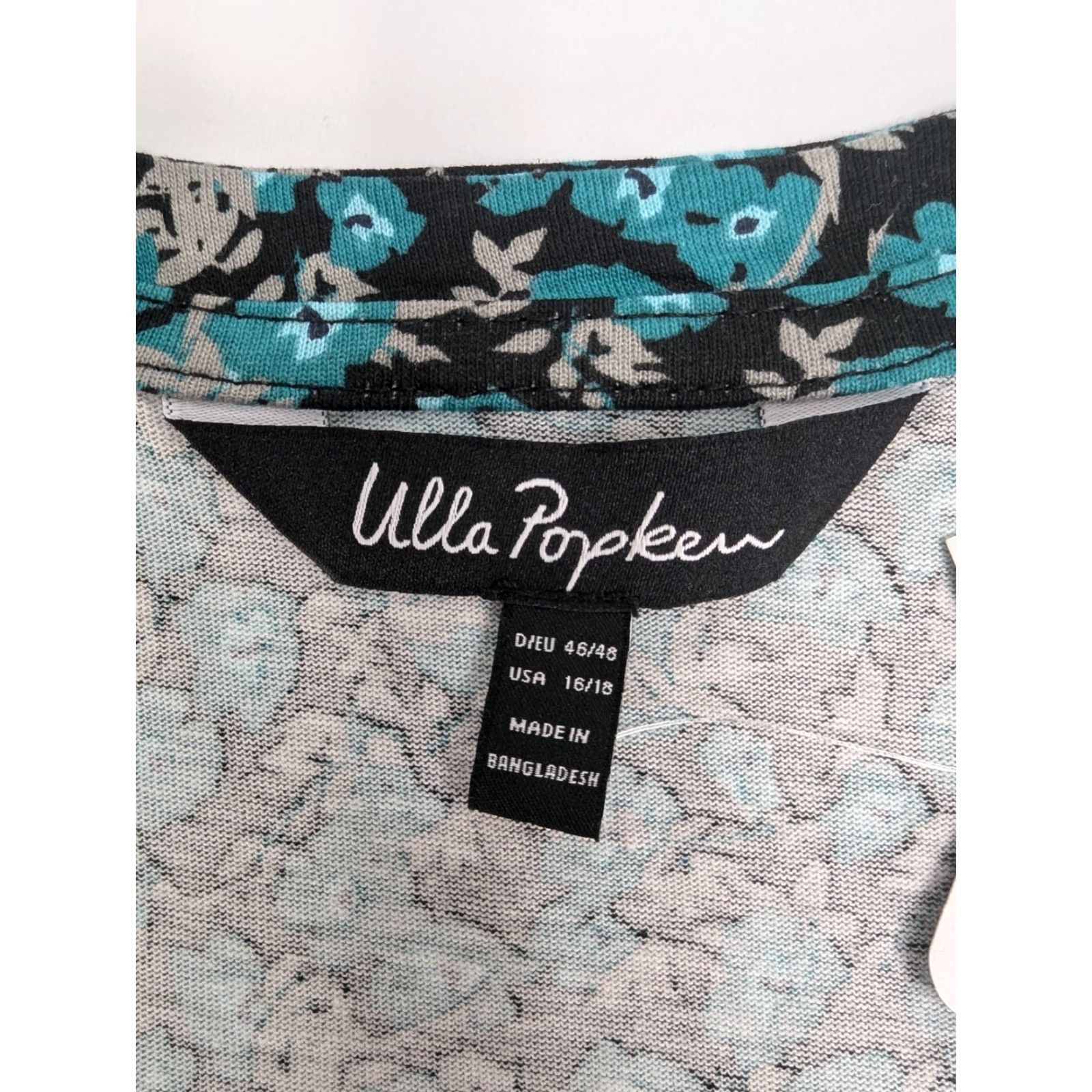 Vintage NWT Ulla Popken Classic Floral Tee Square Neck Short Sleeve Plus Sz 16/18 Turquoise Blue Women's T-Shirt Oeko-Tex Size XXL / US 16-18 / IT 52-54 - 6 Thumbnail