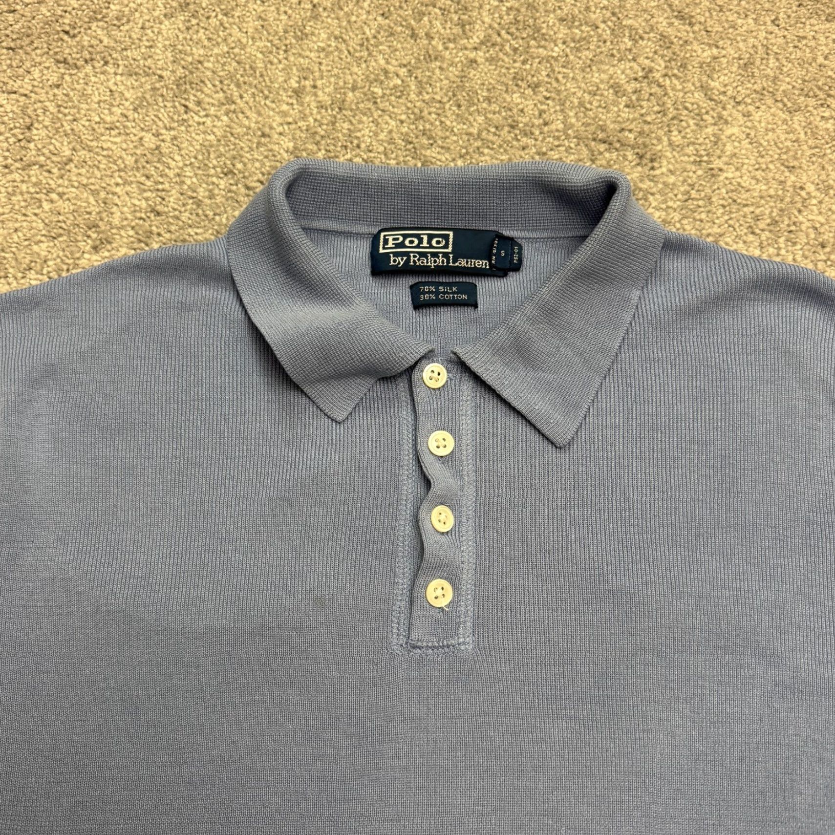 Polo Ralph Lauren VINTAGE Polo Ralph Lauren Polo Shirt Womens Medium Blue Knit Cotton Silk 90s Preppy Retro Casual Shirt Size M / US 6-8 / IT 42-44 - 3 Thumbnail