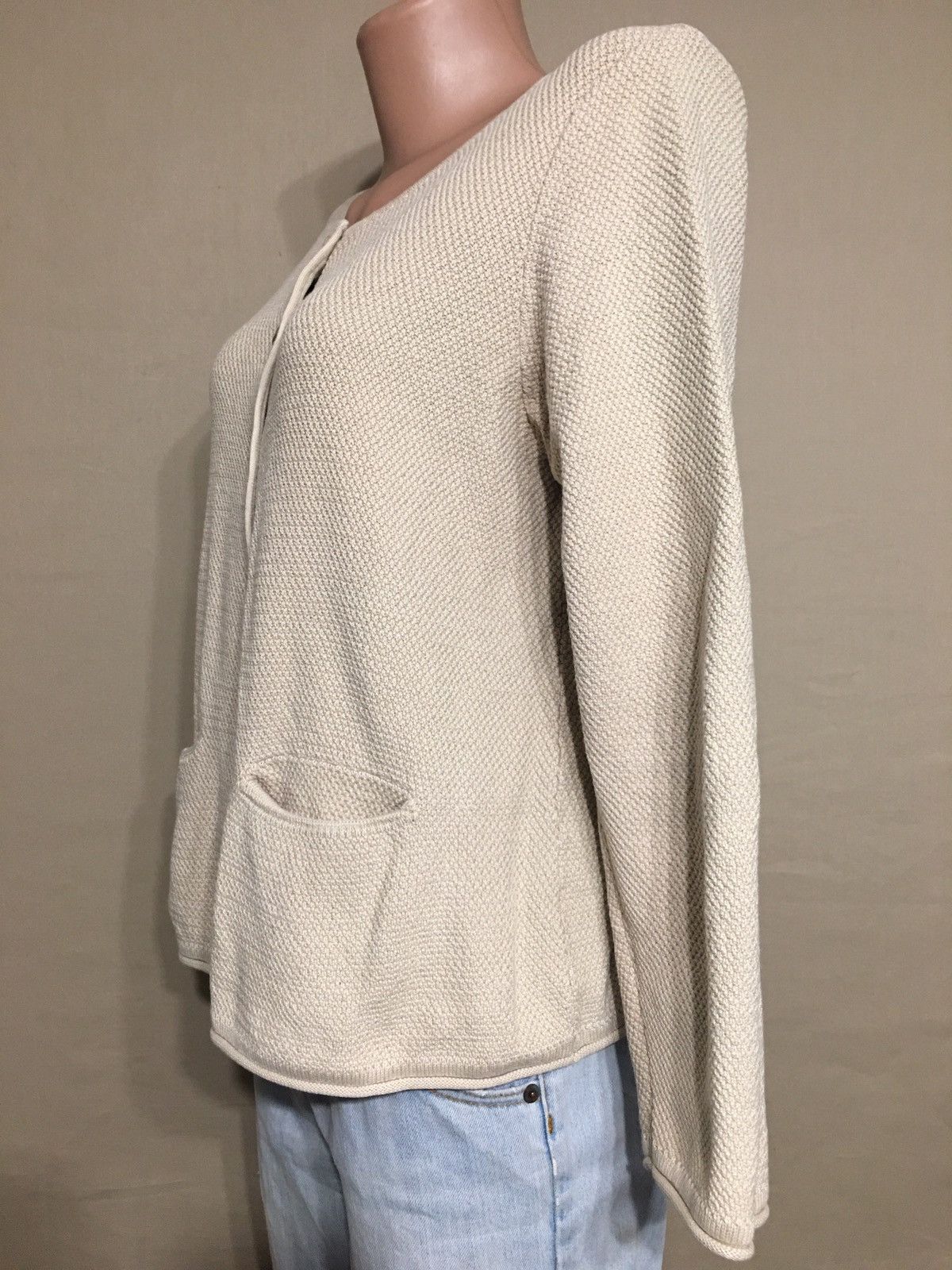 Designer GUDRUN SJODEN Beige Knit Cardigan Sweater Size M Size M / US 6-8 / IT 42-44 - 3 Thumbnail