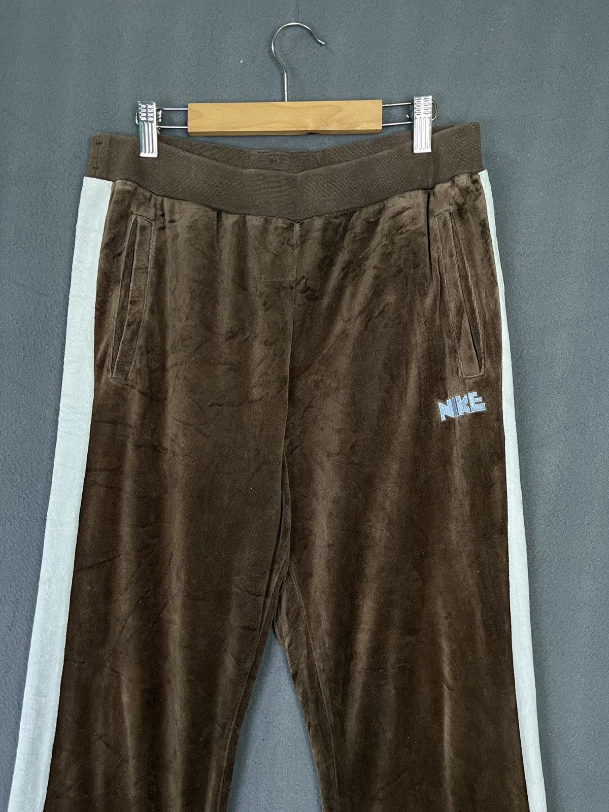 Nike × Vintage Crazy Vintage Y2K/2000s Baggy Brown Velvet Nike Sweatpants Size US 34 / EU 50 - 3 Thumbnail